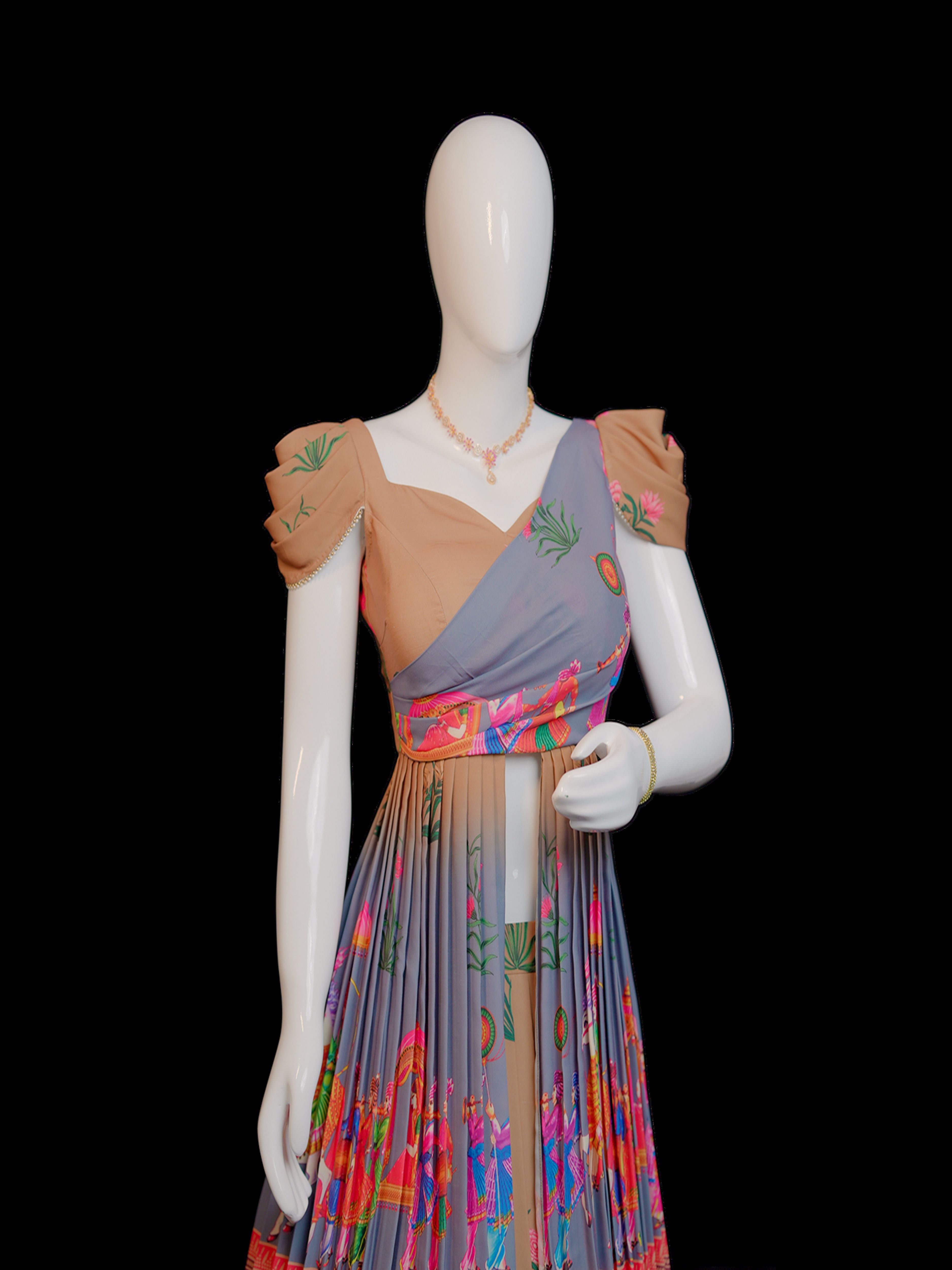 Bhavya-Designer Printed Lehenga and Crop top