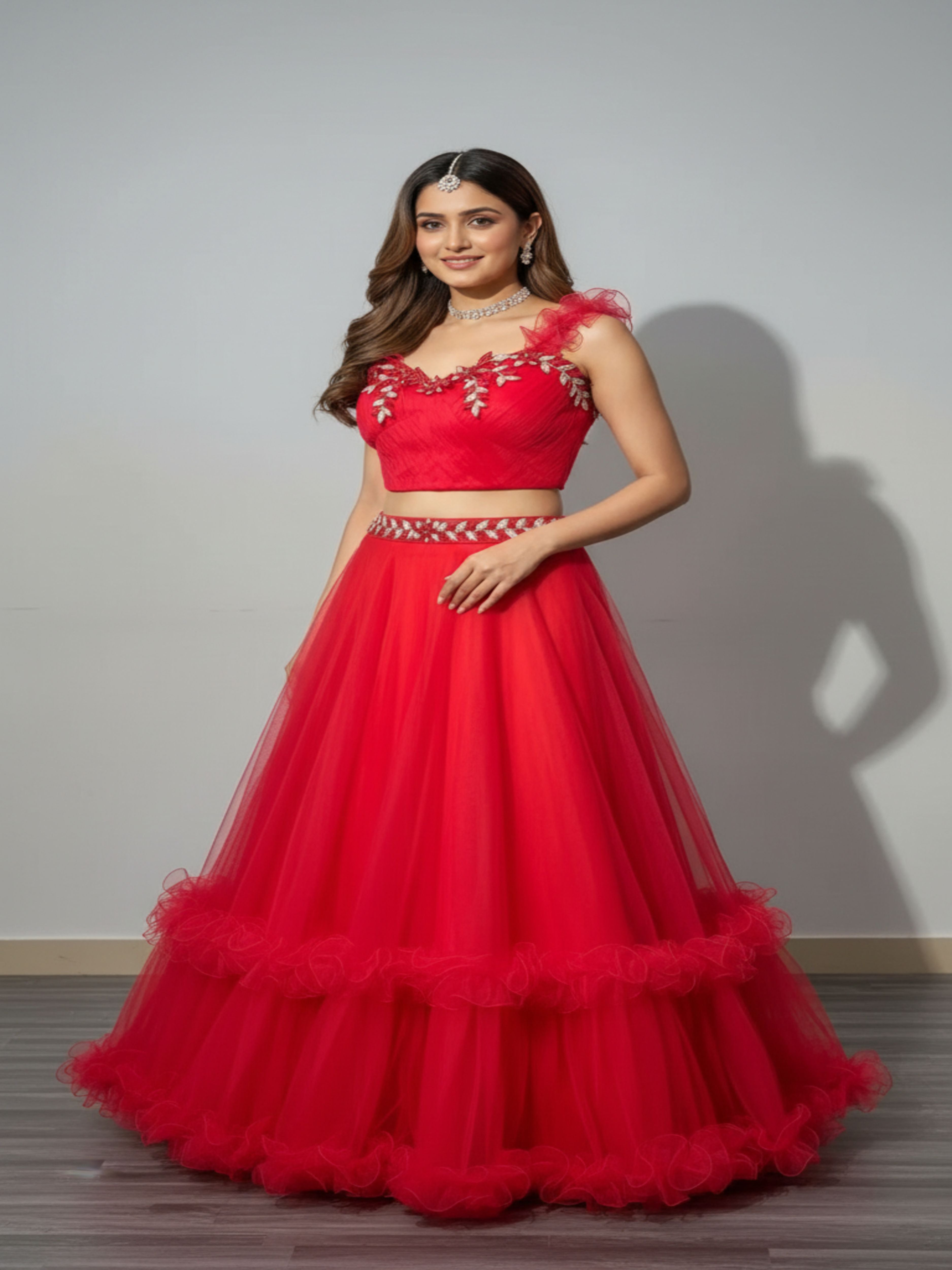 Ruchira-Red Designer Lehenga