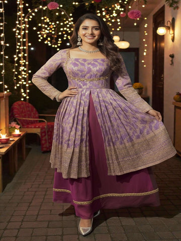 Lavanya-Lavender and Wine Festive Ensemble