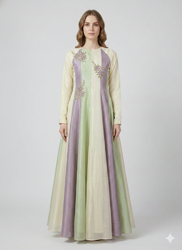 Triple Charm-Pastel Anarkali Gown