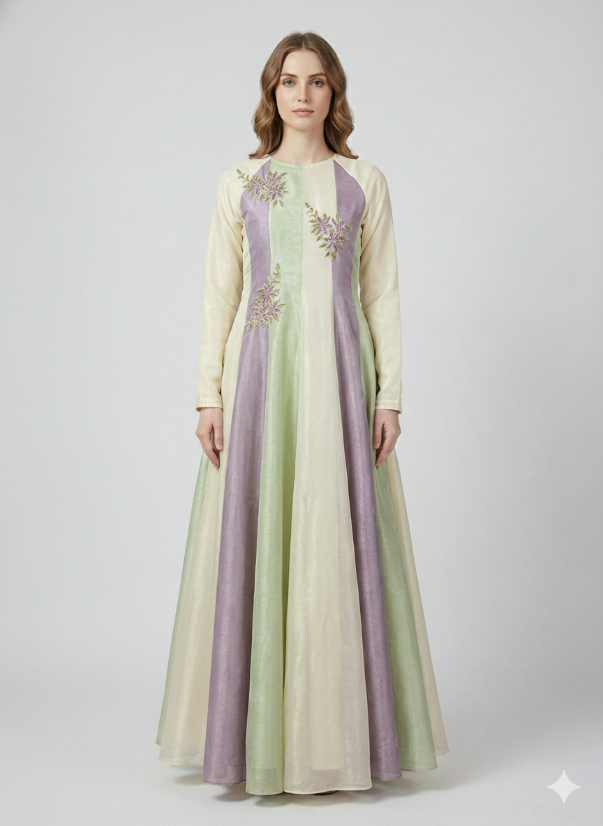 Triple Charm-Pastel Anarkali Gown