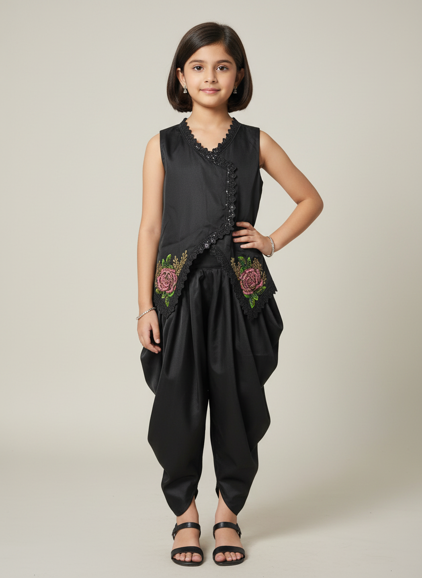 Roselle Noir - Baby Girl Dhoti set