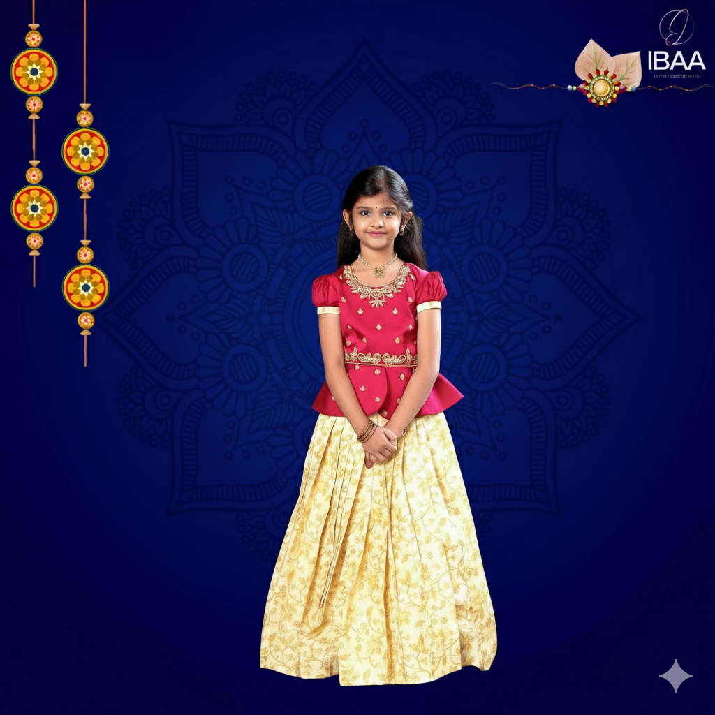 SONA Red & Gold Festive Lehenga Set for Girls
