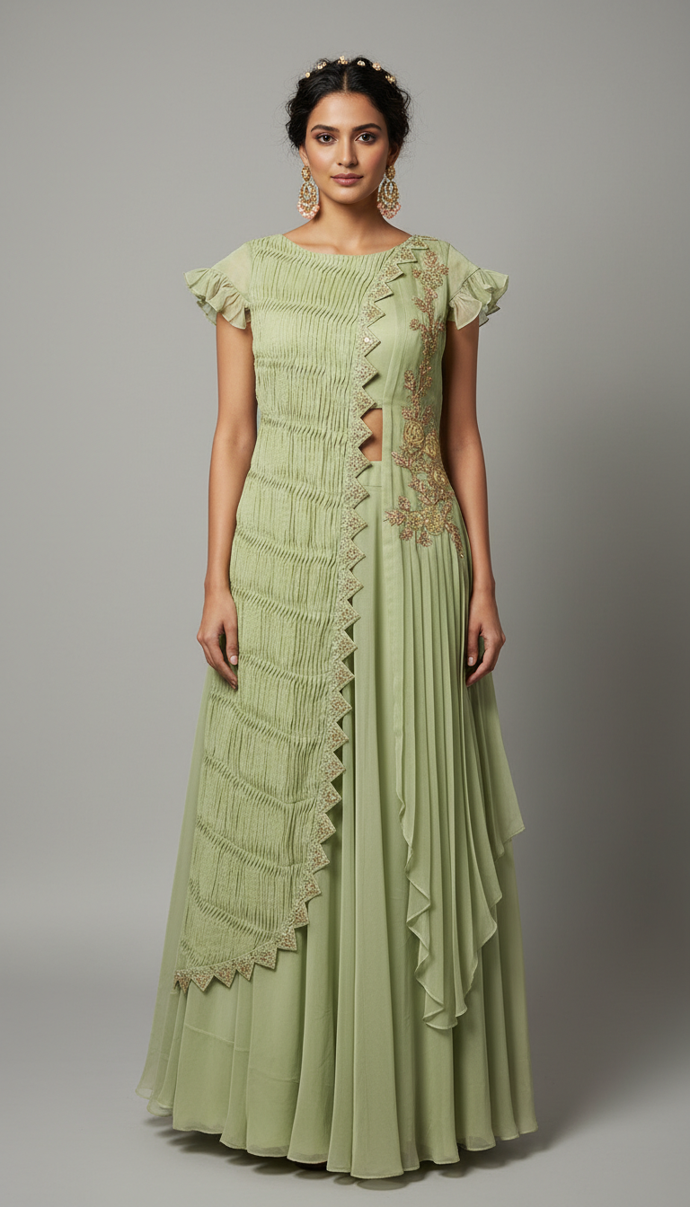 Vidhi - Pastel Lehenga and Croptop