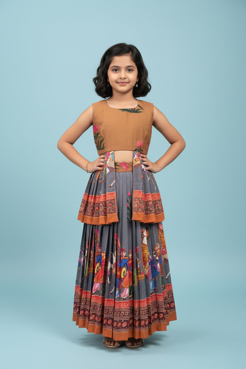Chitrika - Print lehenga and Croptop set for Girls