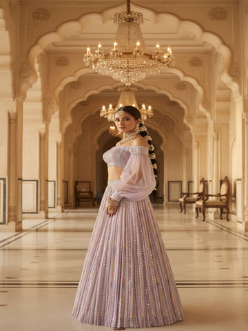 Lavender Majesty-Designer Lavender Lehenga set