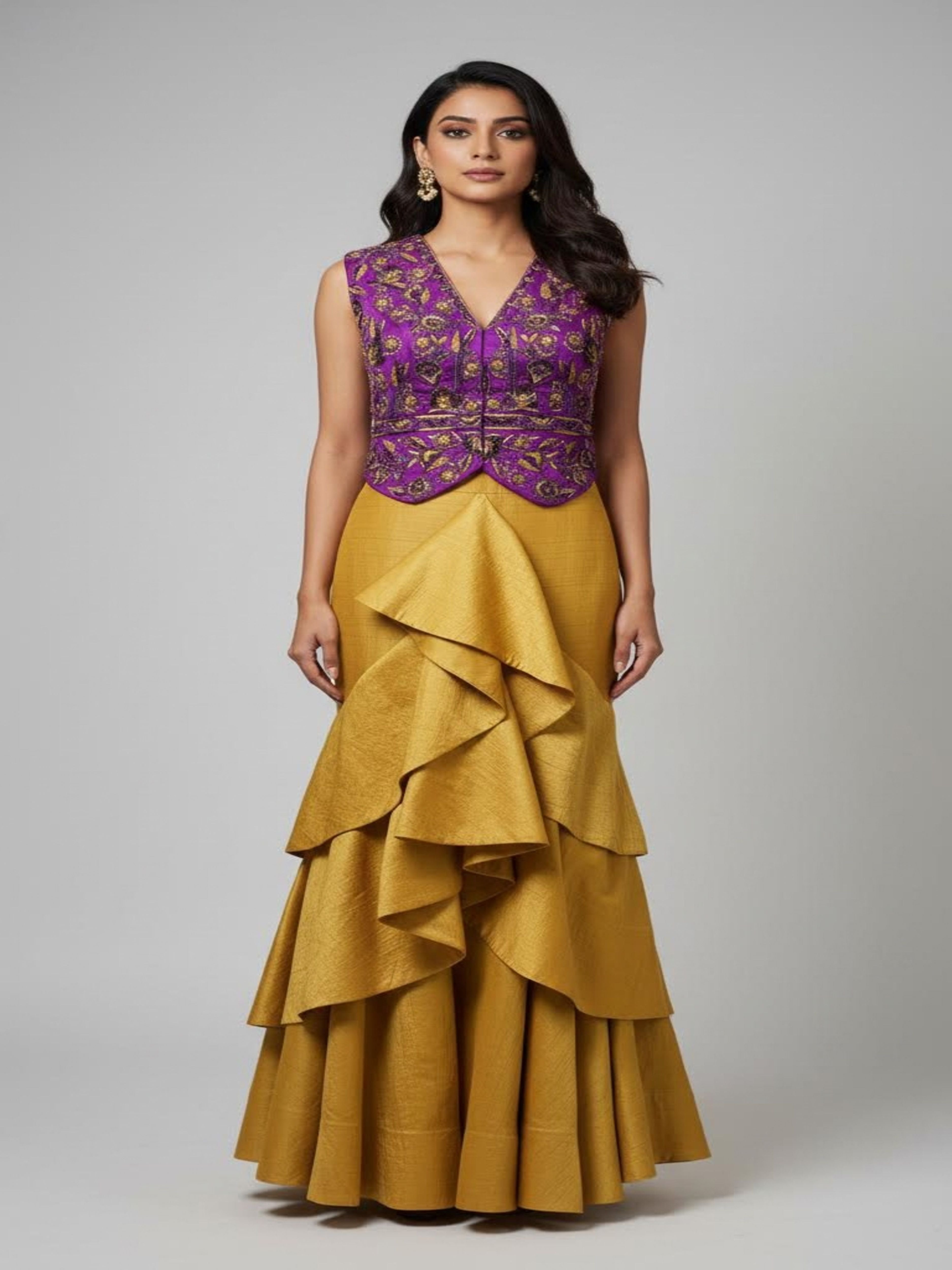 Rajvarnika-Royal Wine & Gold Designer Lehenga