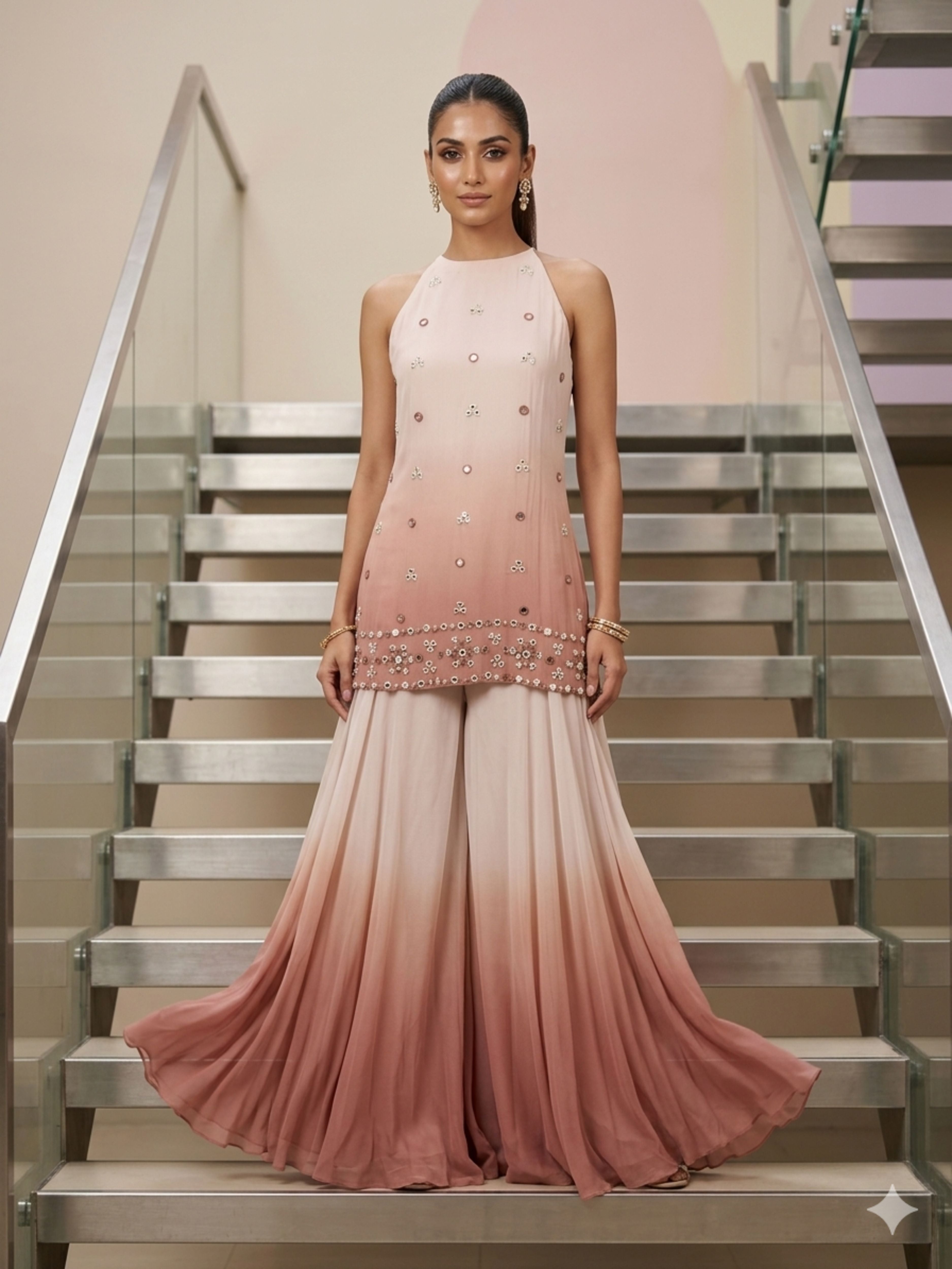 Sharara Splendor-Ombre Designer Sharara Set