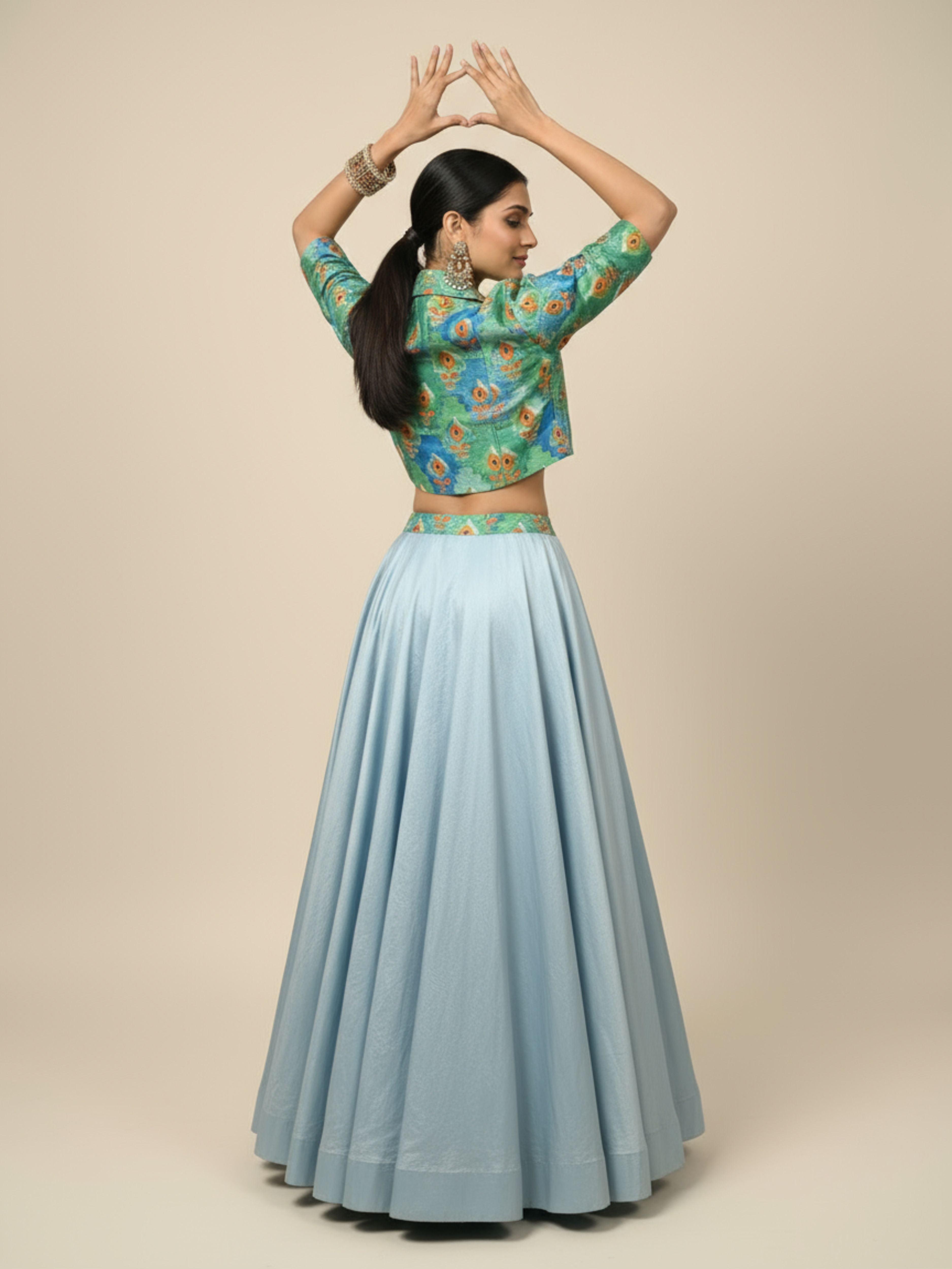 Ethereal Mist-Designer Silk Lehenga with Bolero Jacket