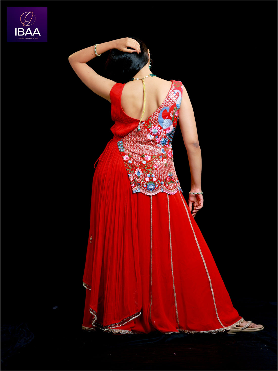 Red Sunset-Designer draped Pallazo in Red