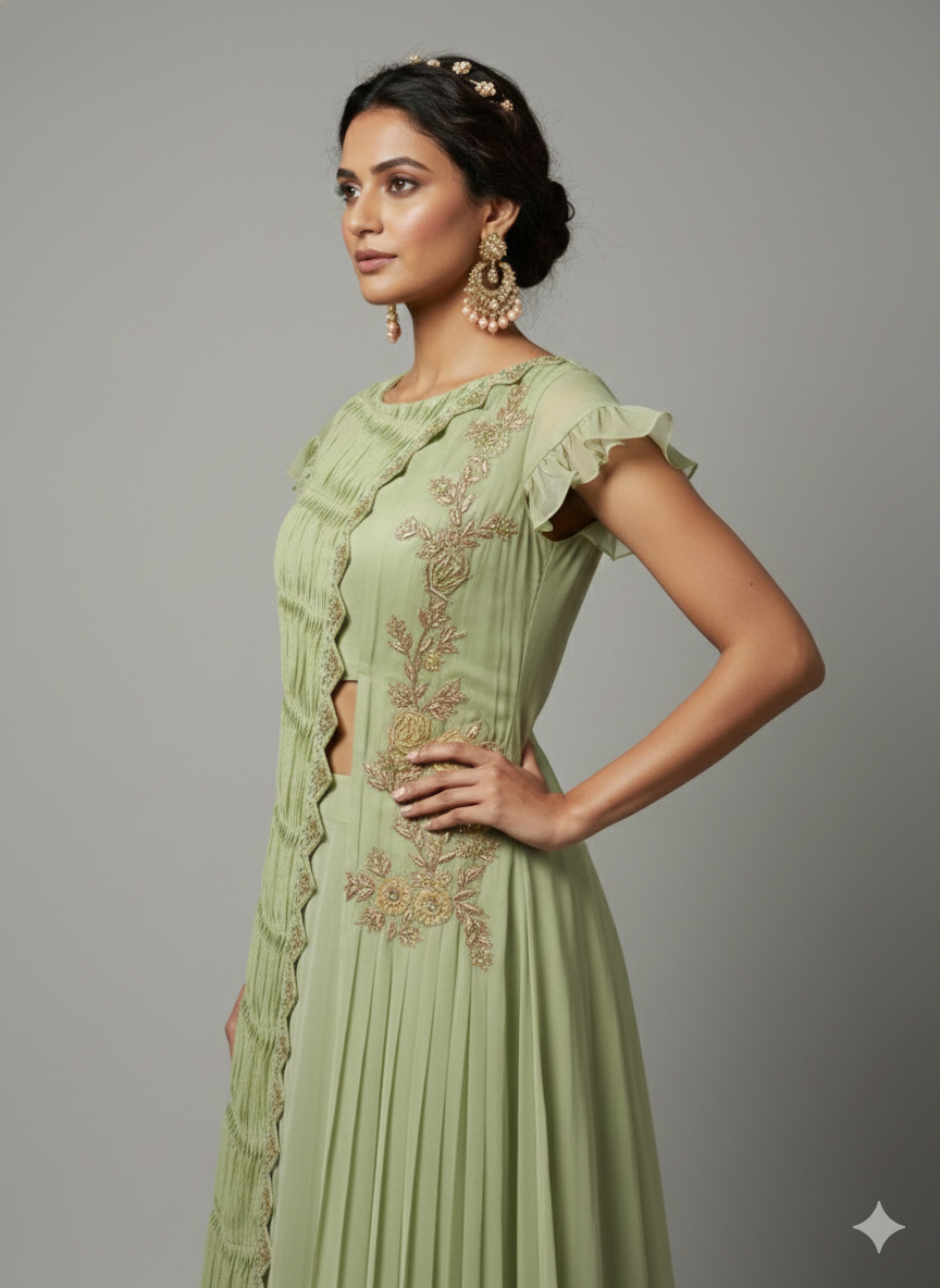 Vidhi - Pastel Lehenga and Croptop