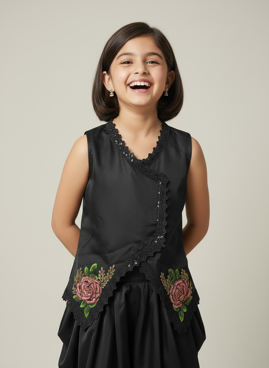 Roselle Noir - Baby Girl Dhoti set