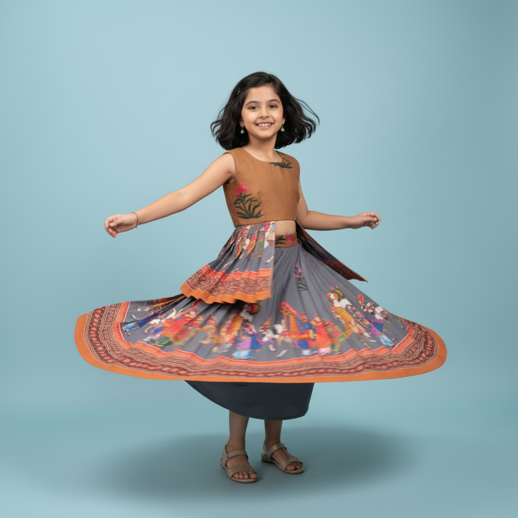 Chitrika - Print lehenga and Croptop set for Girls