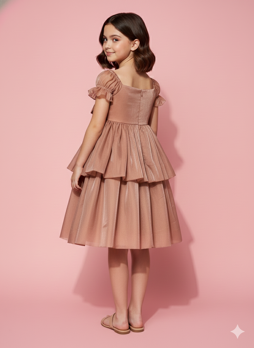 Peach Petal Bloom- Party wear frock for Girls