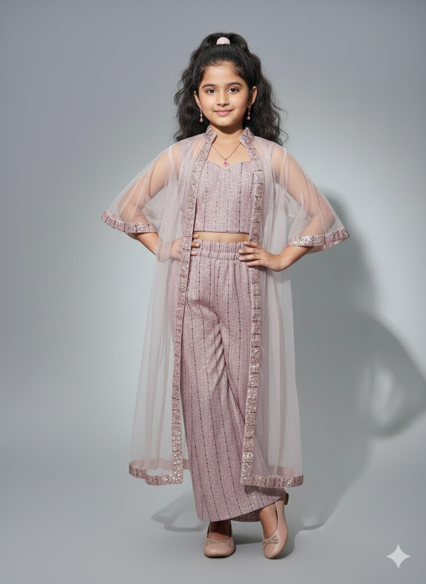 Blush Sparkle-Blush Pink Cape Set for Kids