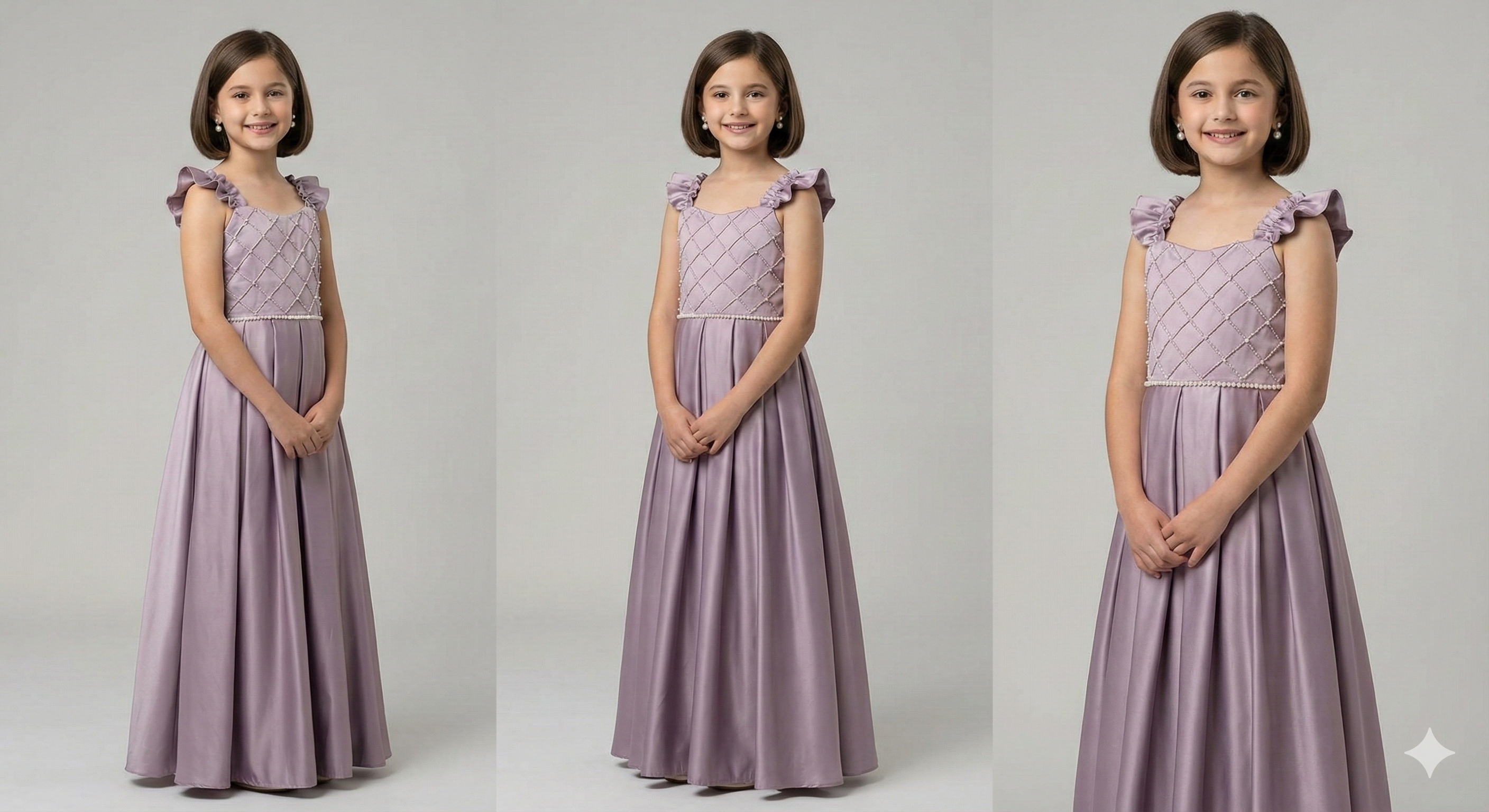 Lilac Pearl-Satin Party Dress for Girls
