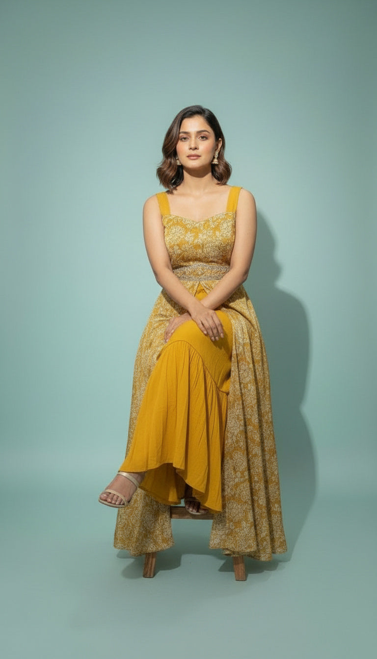 Roshni Floral Overlay Palazzo Set