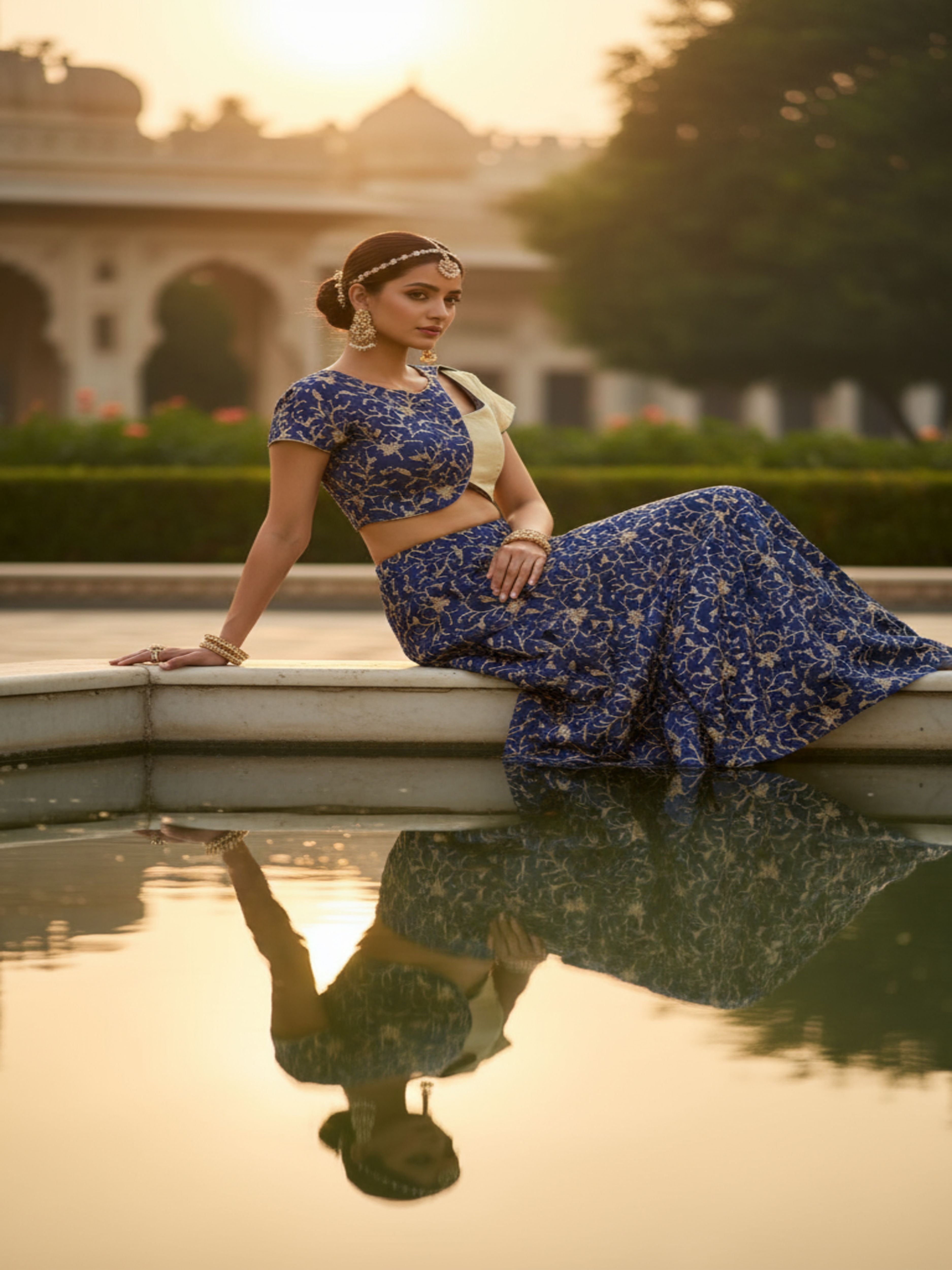 Tasvi-Royal Blue Designer Lehenga