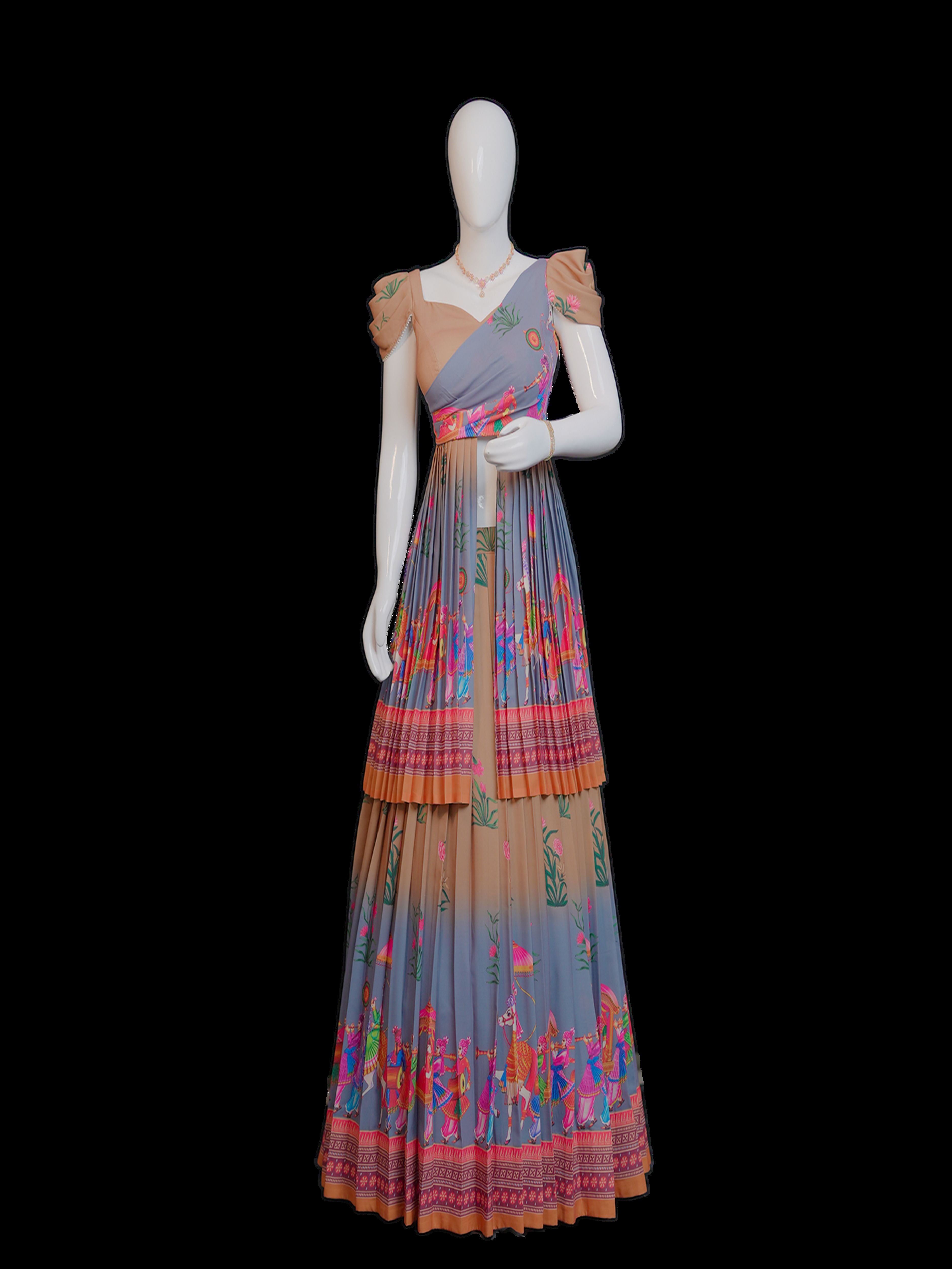 Bhavya-Designer Printed Lehenga and Crop top