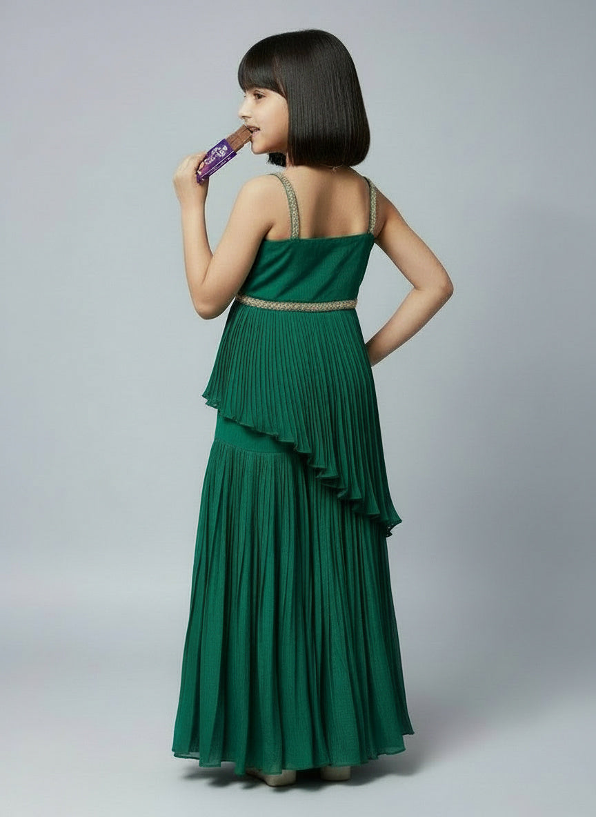 Emerald Bliss - Girls’ Designer Sharara Set