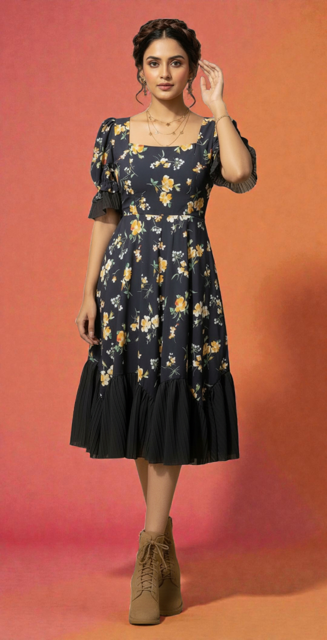 Printed Chic - Floral Midi Dress