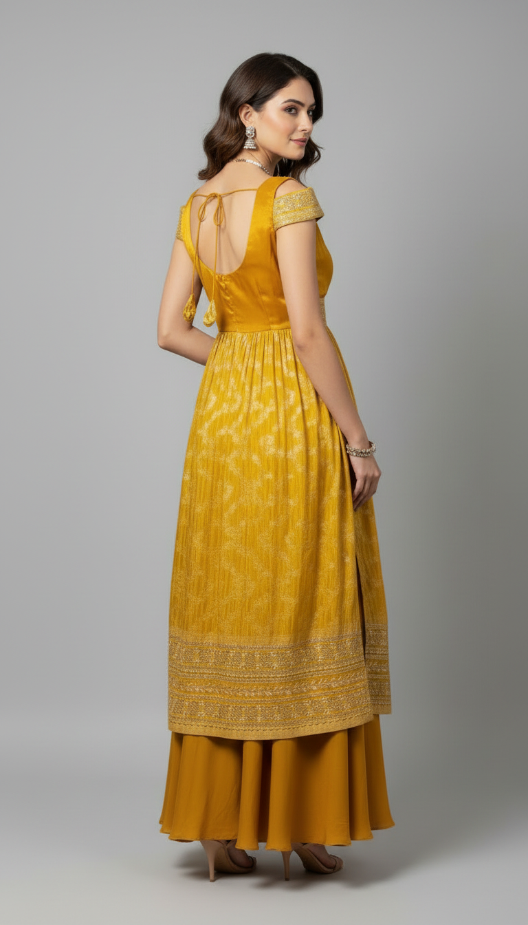 Nargis-Golden Yellow sharara Ensemble