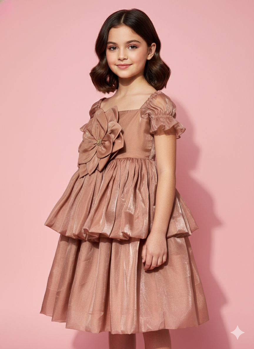 Peach Petal Bloom- Party wear frock for Girls