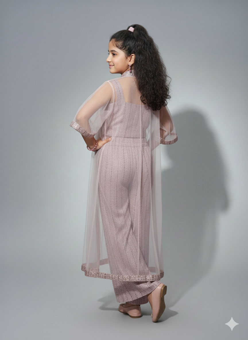 Blush Sparkle-Blush Pink Cape Set for Kids