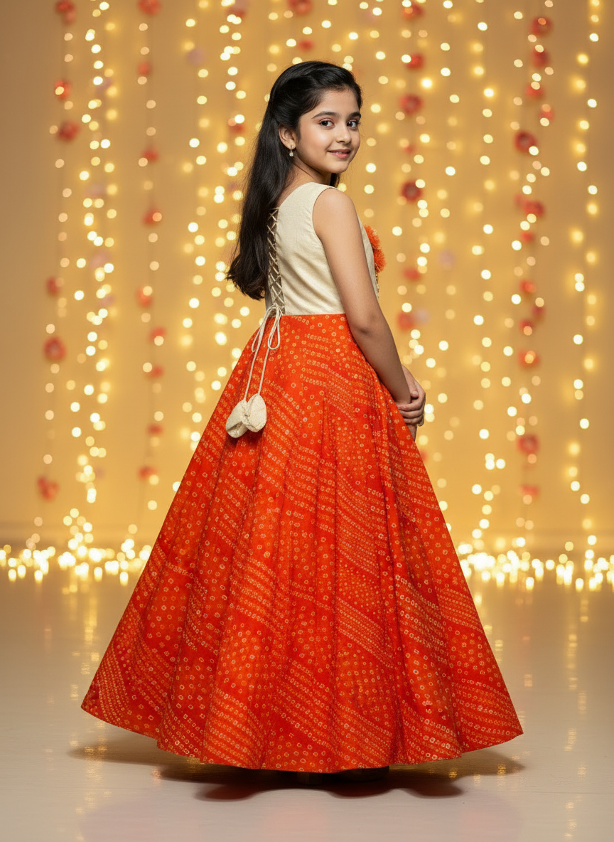 Royal Marigold- Bandhani longfrock