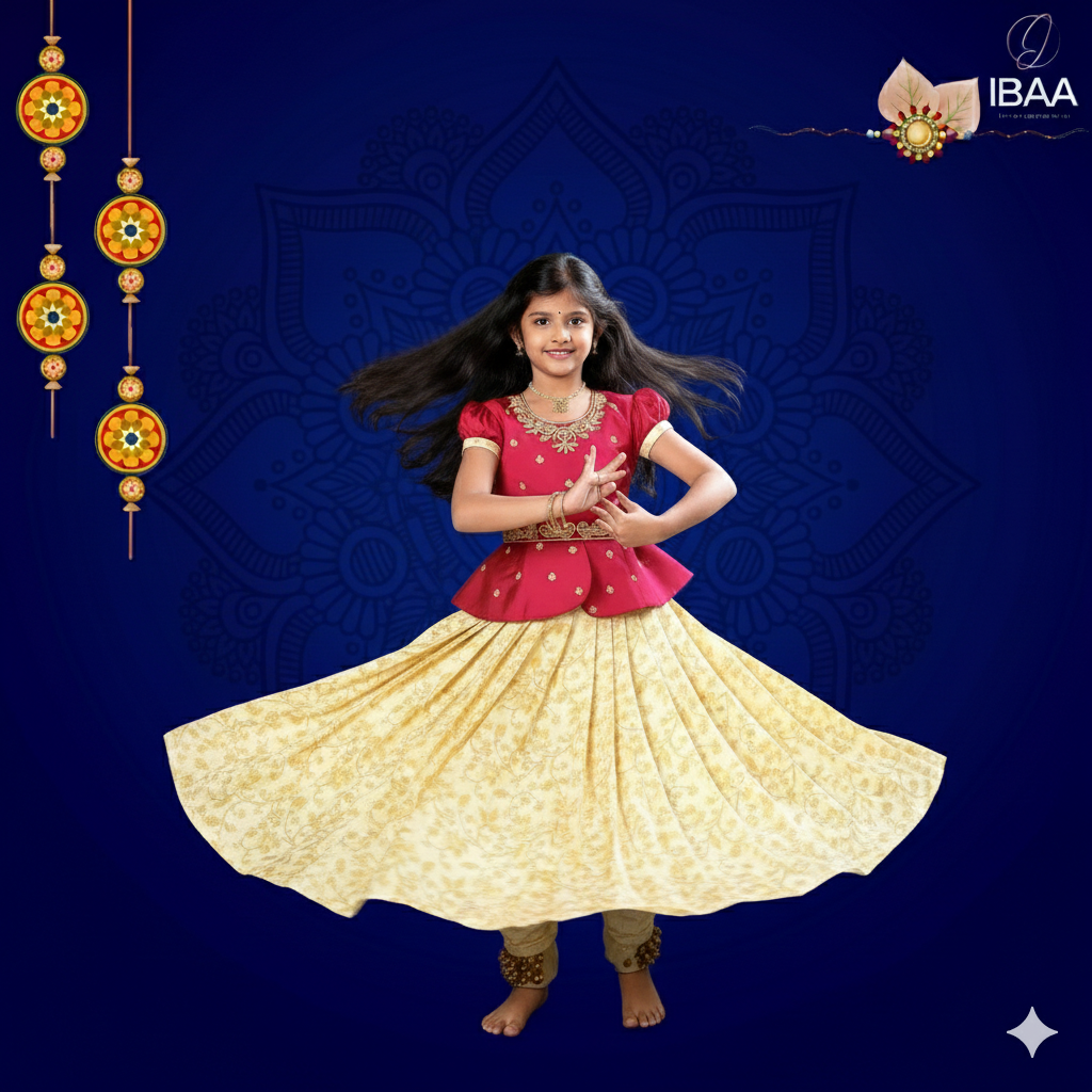 SONA Red & Gold Festive Lehenga Set for Girls