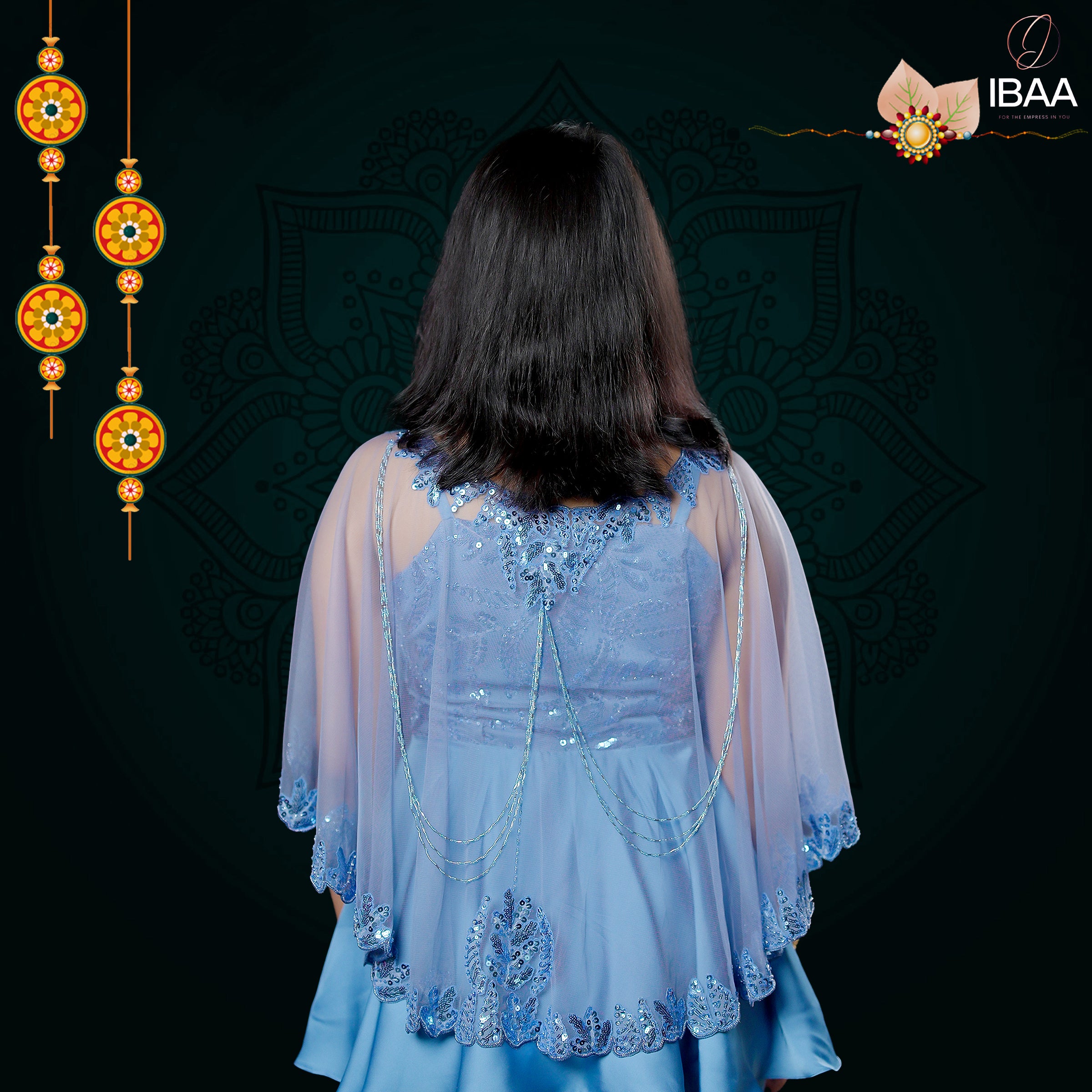 Azure-Elegant Peplum & Sharara Style Outfit