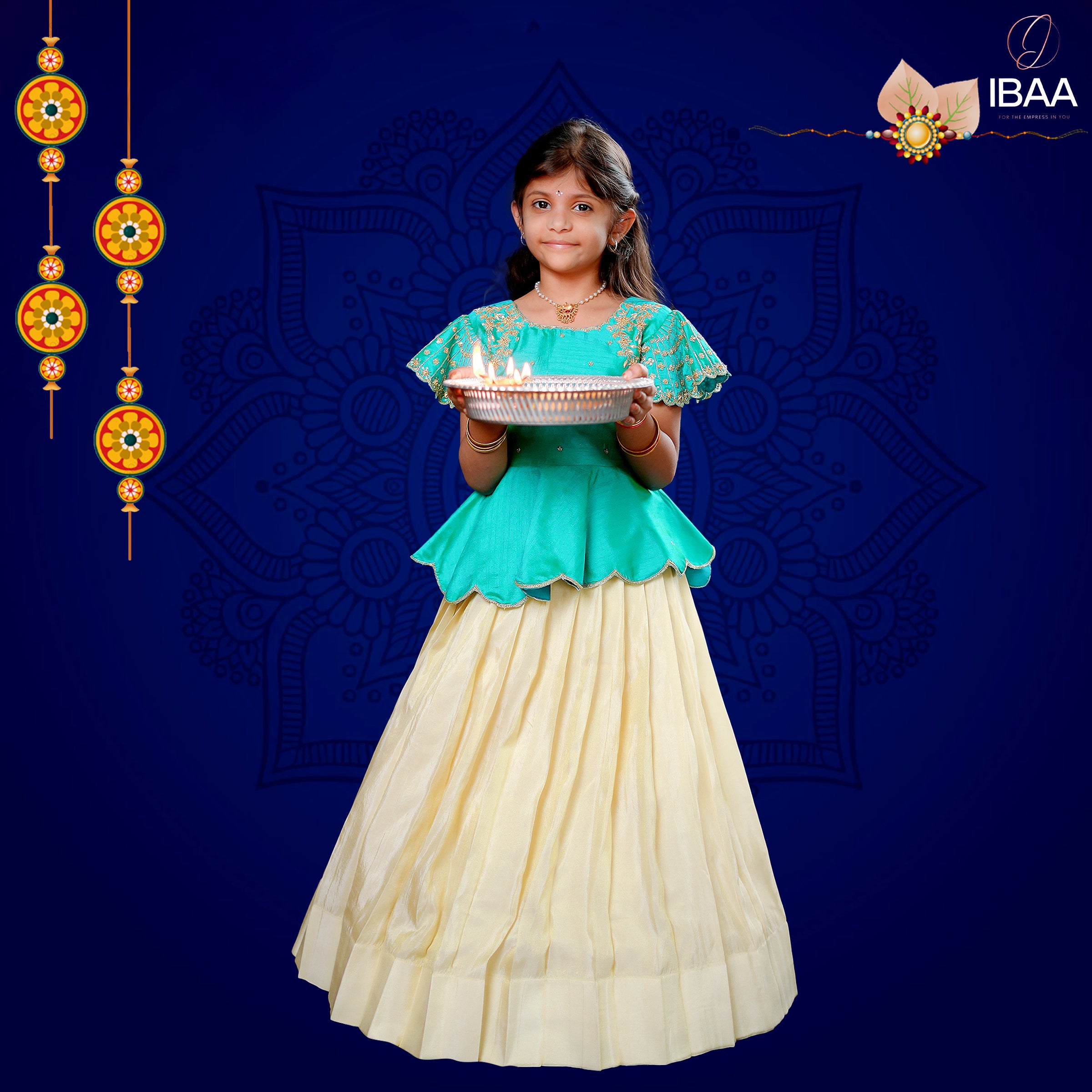 Emerald-Festive Lehenga Set for Girls