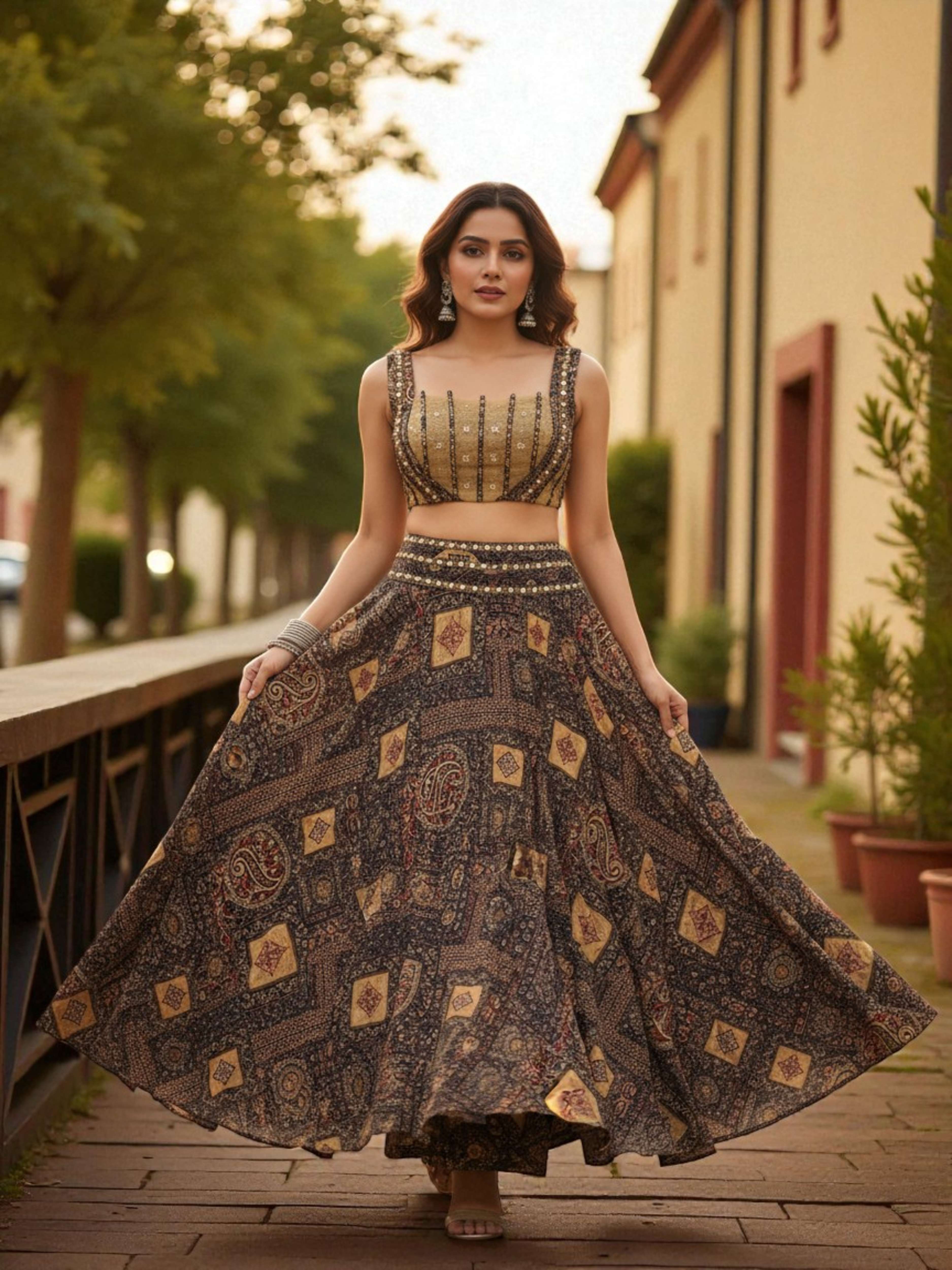 Mridvika-Printed Designer Lehenga