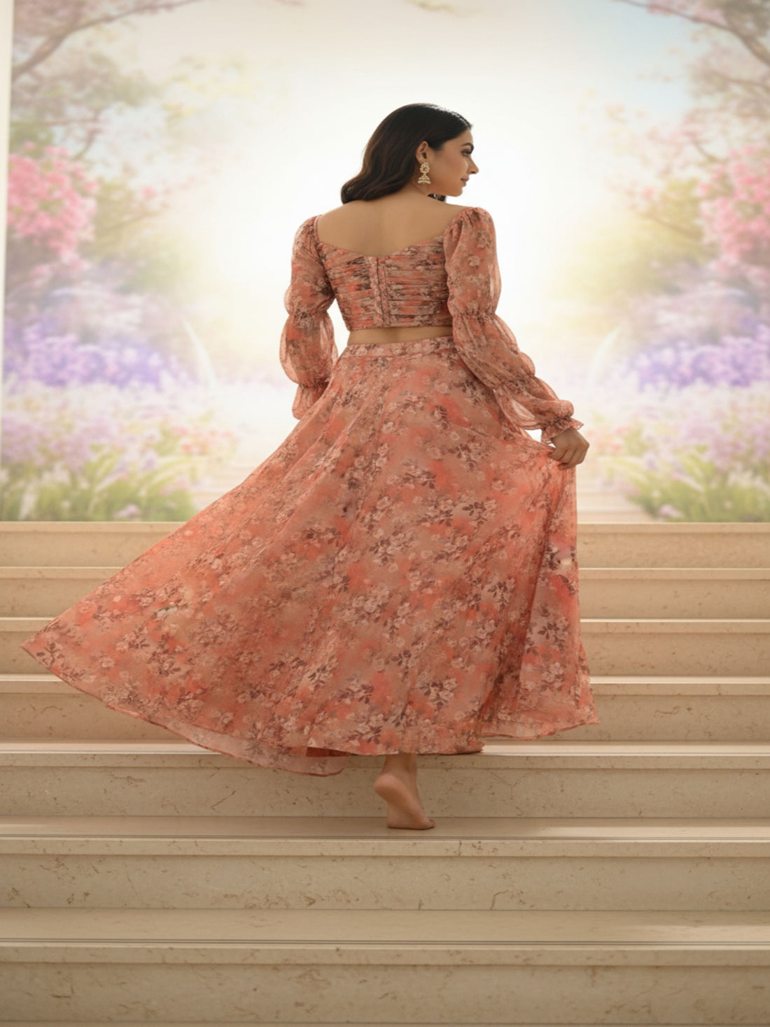 Sunset Bloom-Floral Designer Lehenga
