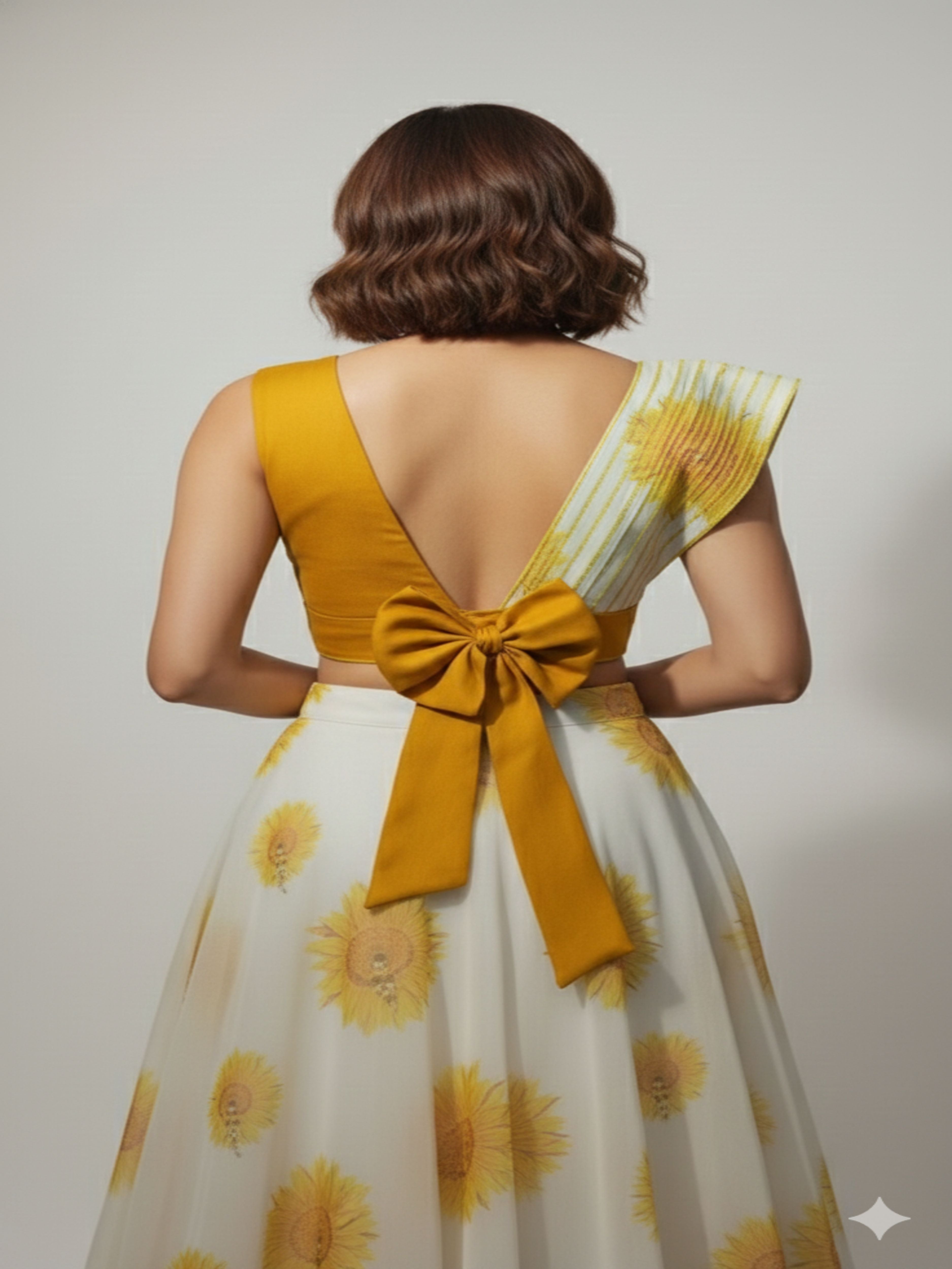 Sunflower Splash-Floral Lehenga and Croptop