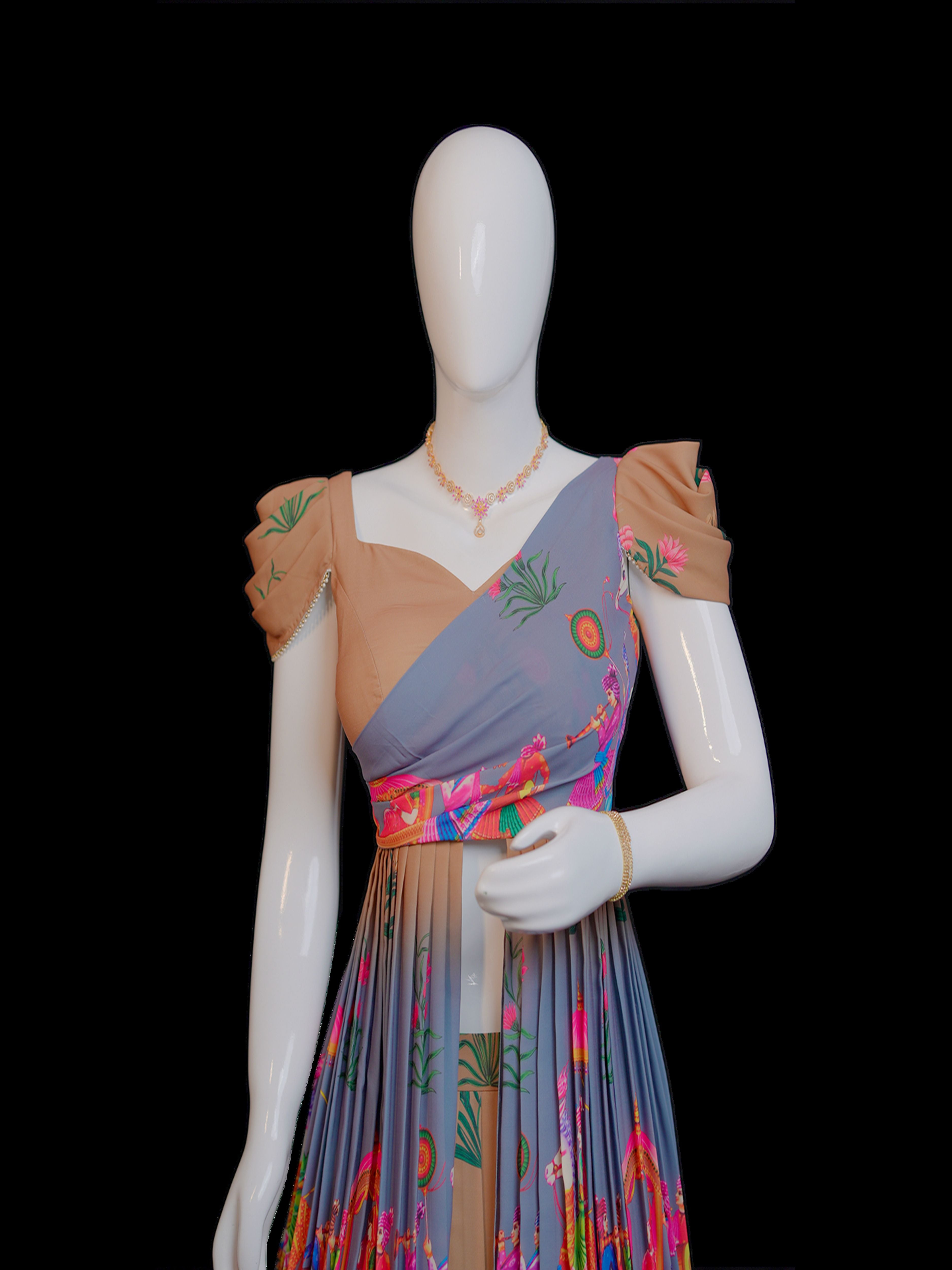Bhavya-Designer Printed Lehenga and Crop top