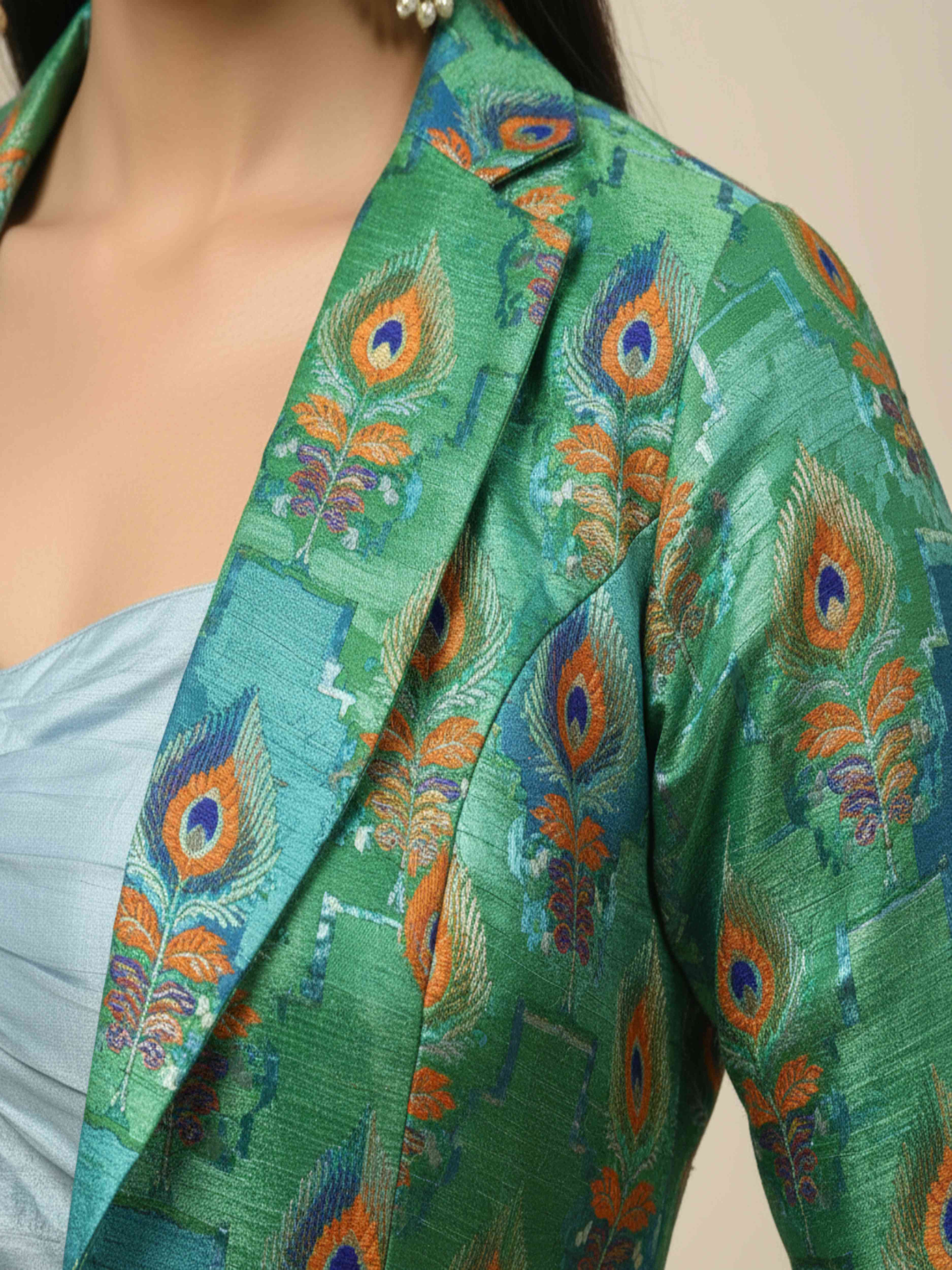 Ethereal Mist-Designer Silk Lehenga with Bolero Jacket
