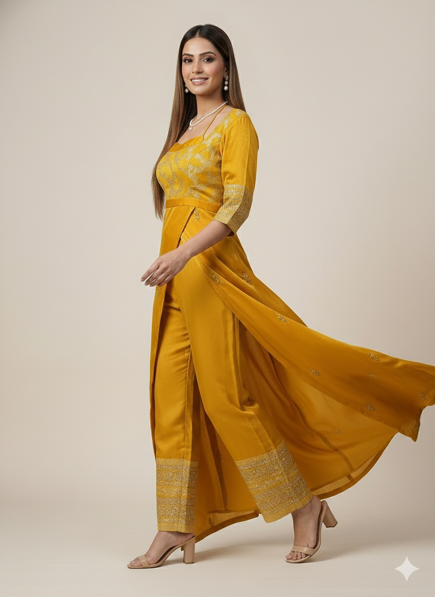 Sunahri-Golden Yellow Designer Festive Outfit