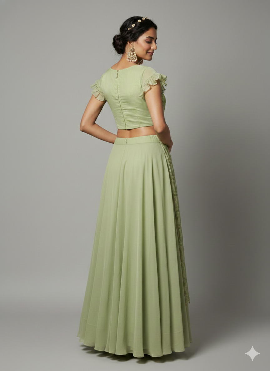 Vidhi - Pastel Lehenga and Croptop