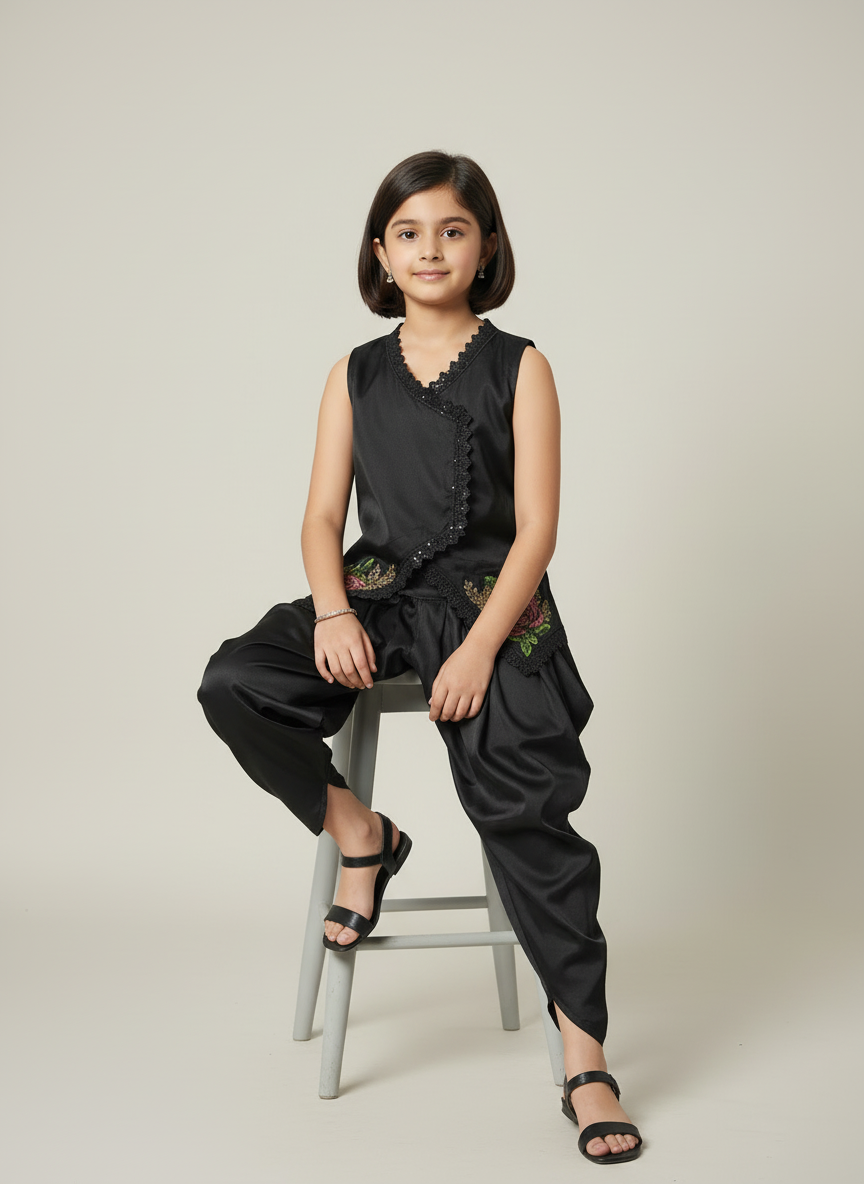 Roselle Noir - Baby Girl Dhoti set