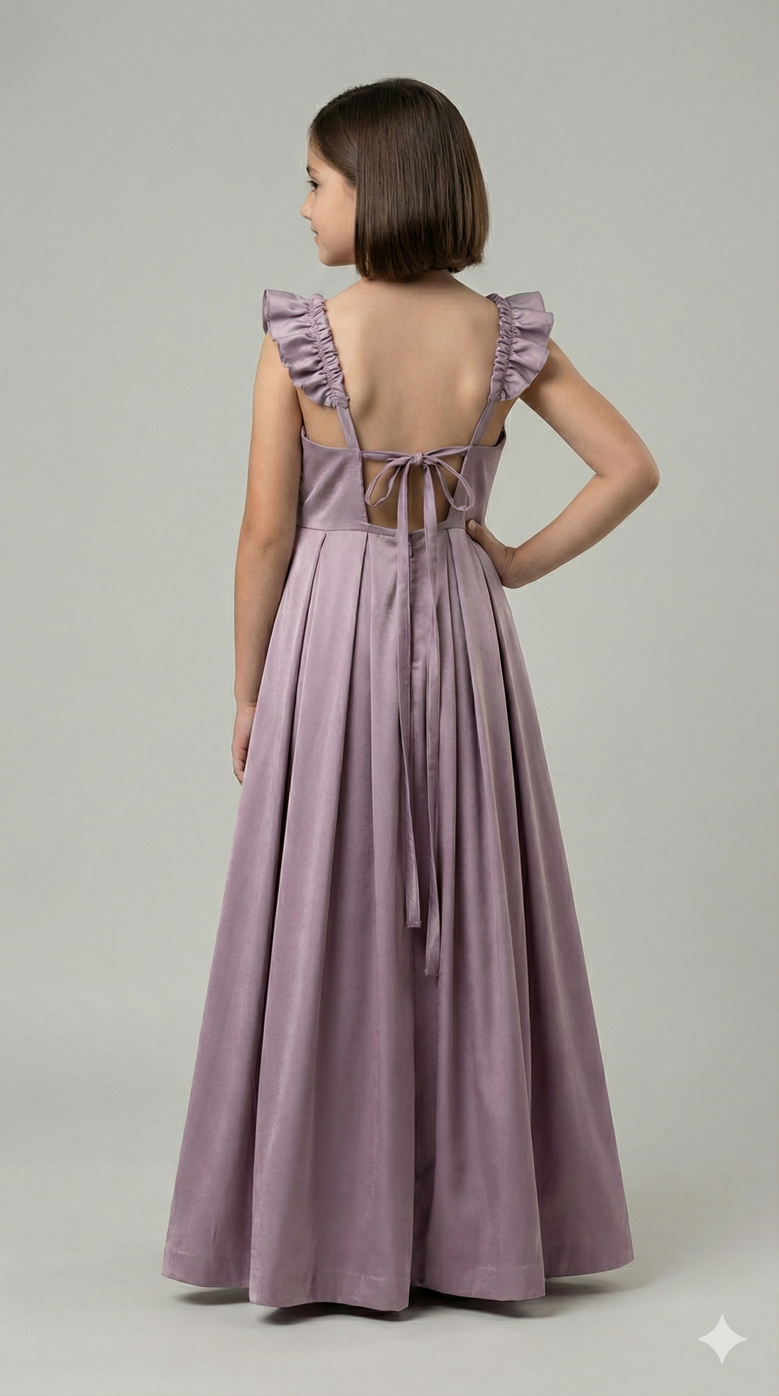 Lilac Pearl-Satin Party Dress for Girls