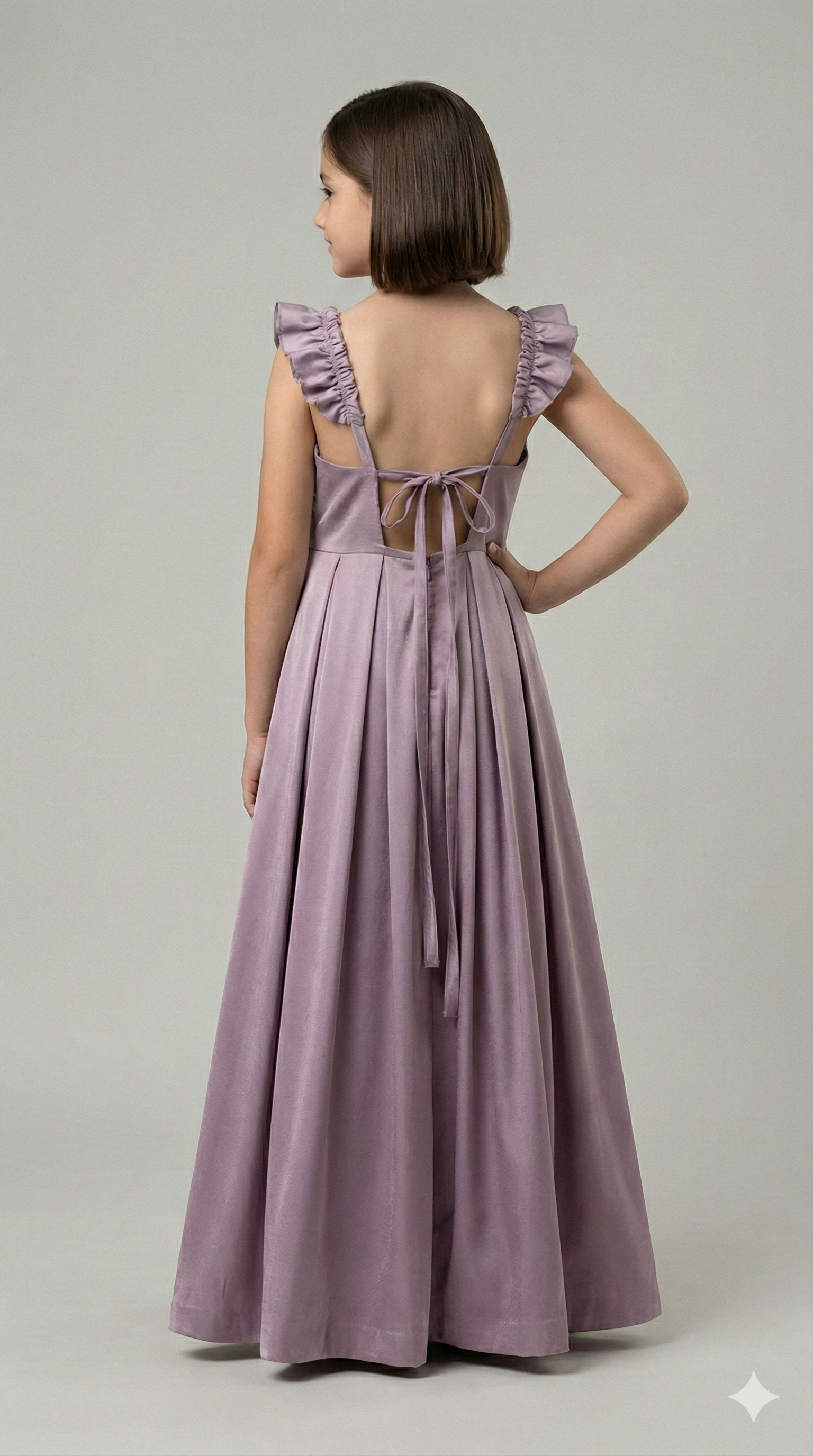 Lilac Pearl-Satin Party Dress for Girls