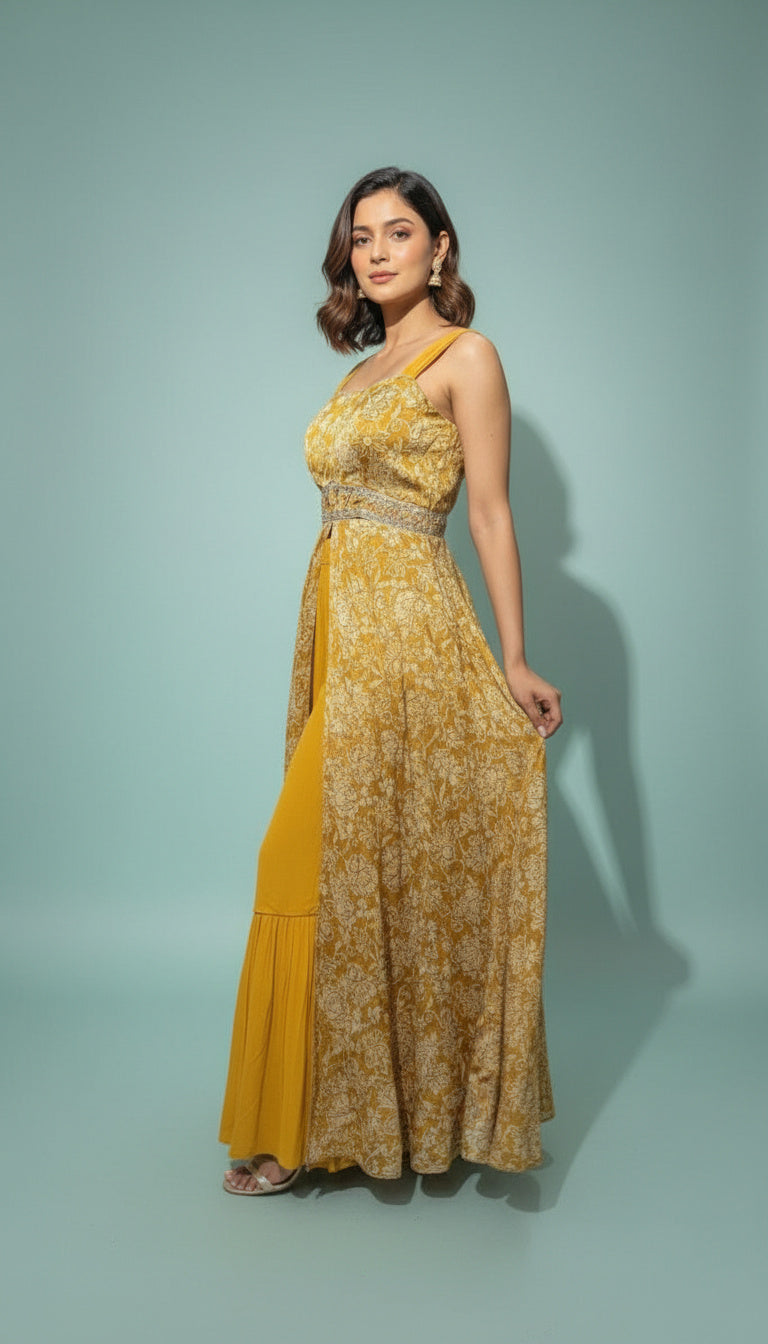 Roshni Floral Overlay Palazzo Set