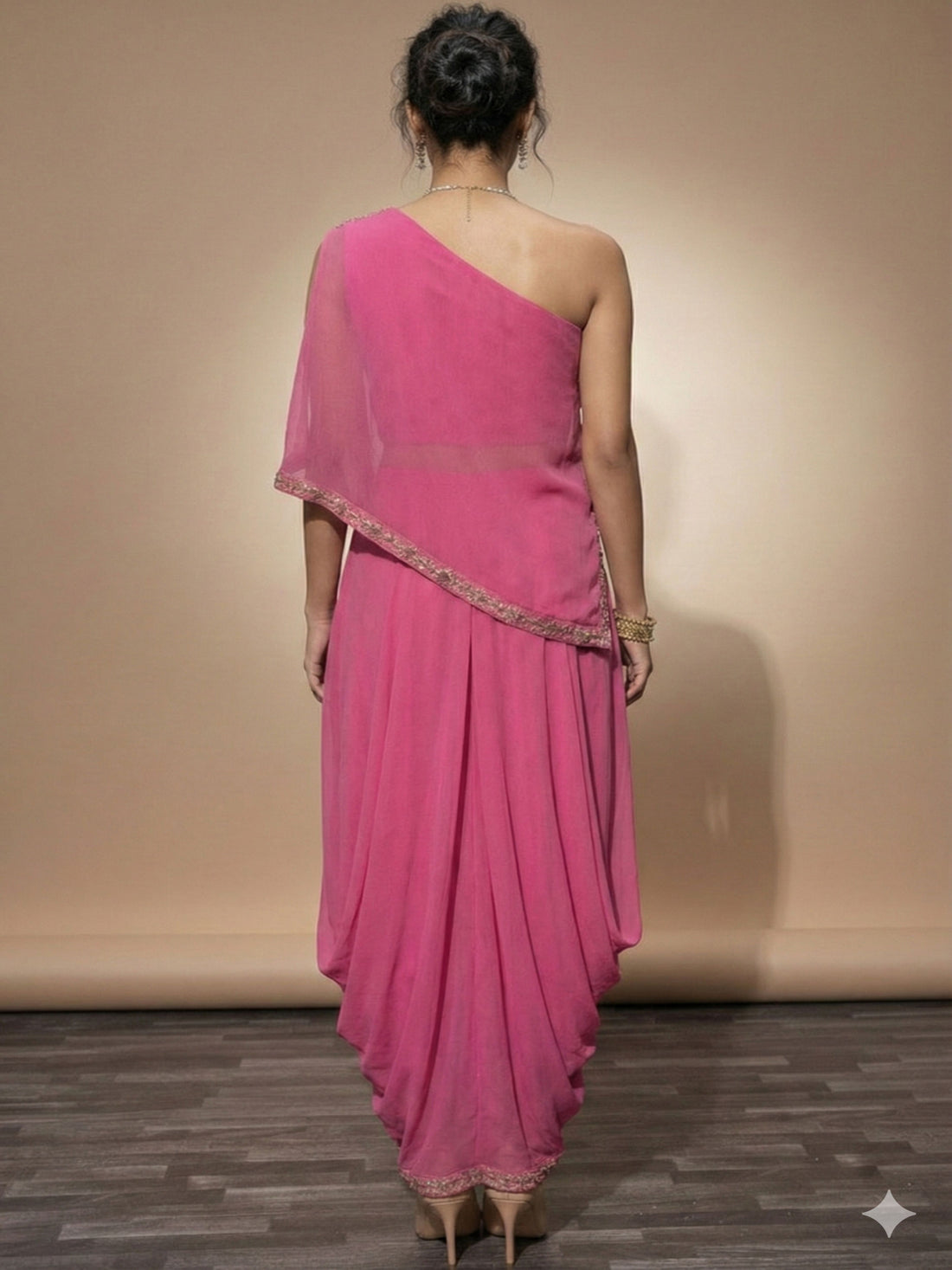 Rosy Enchantment-Designer Draped Skirt with Croptop