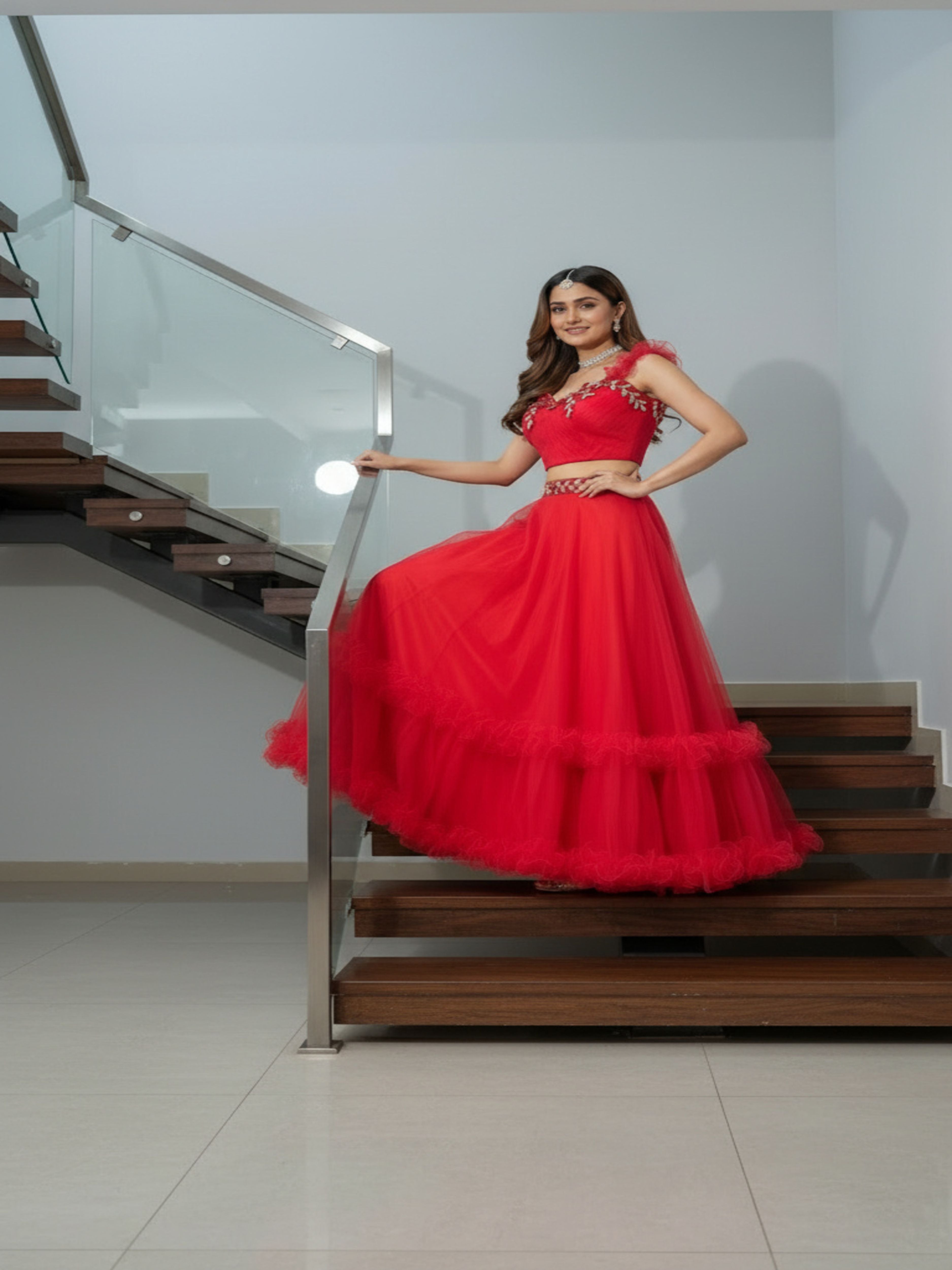 Ruchira-Red Designer Lehenga