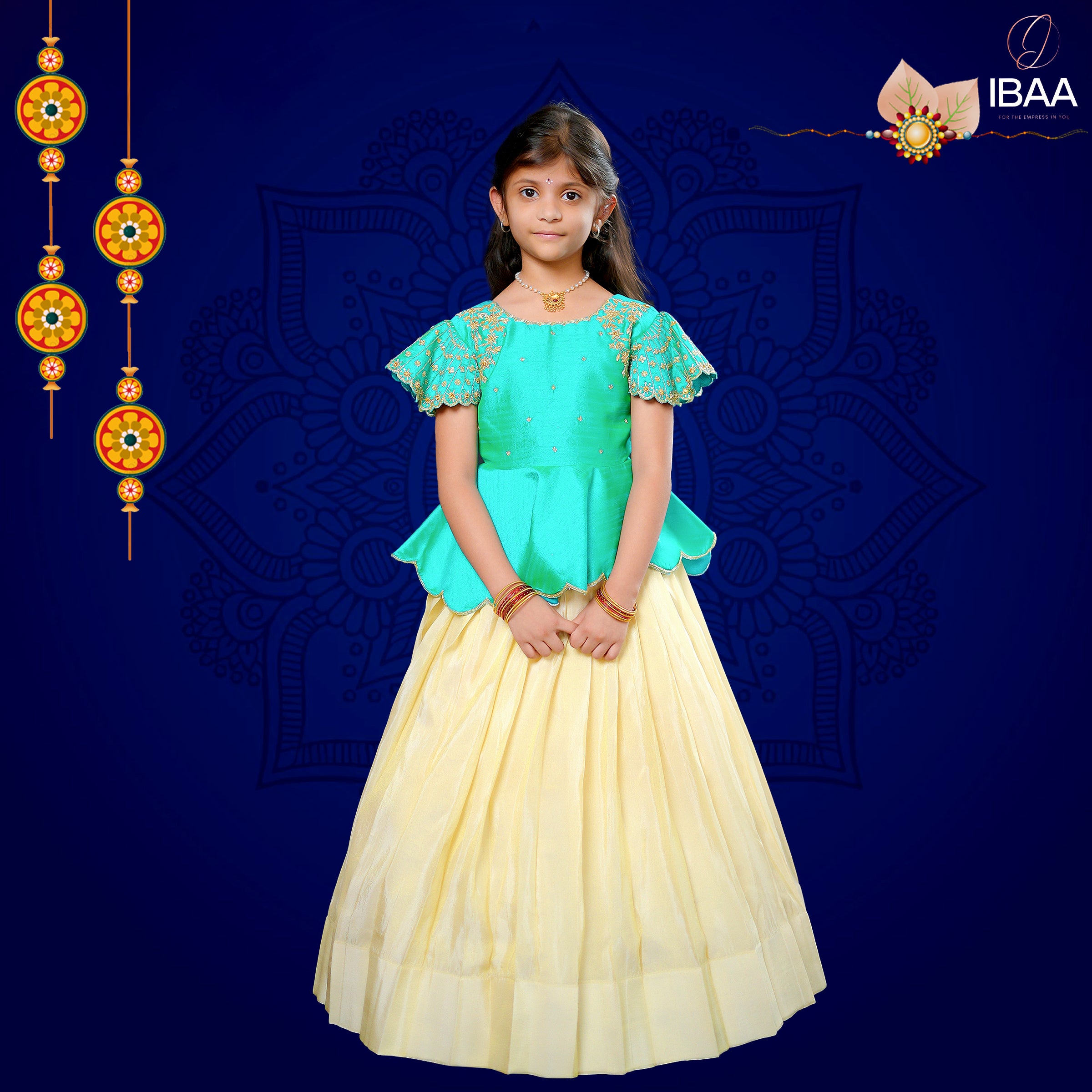 Emerald-Festive Lehenga Set for Girls