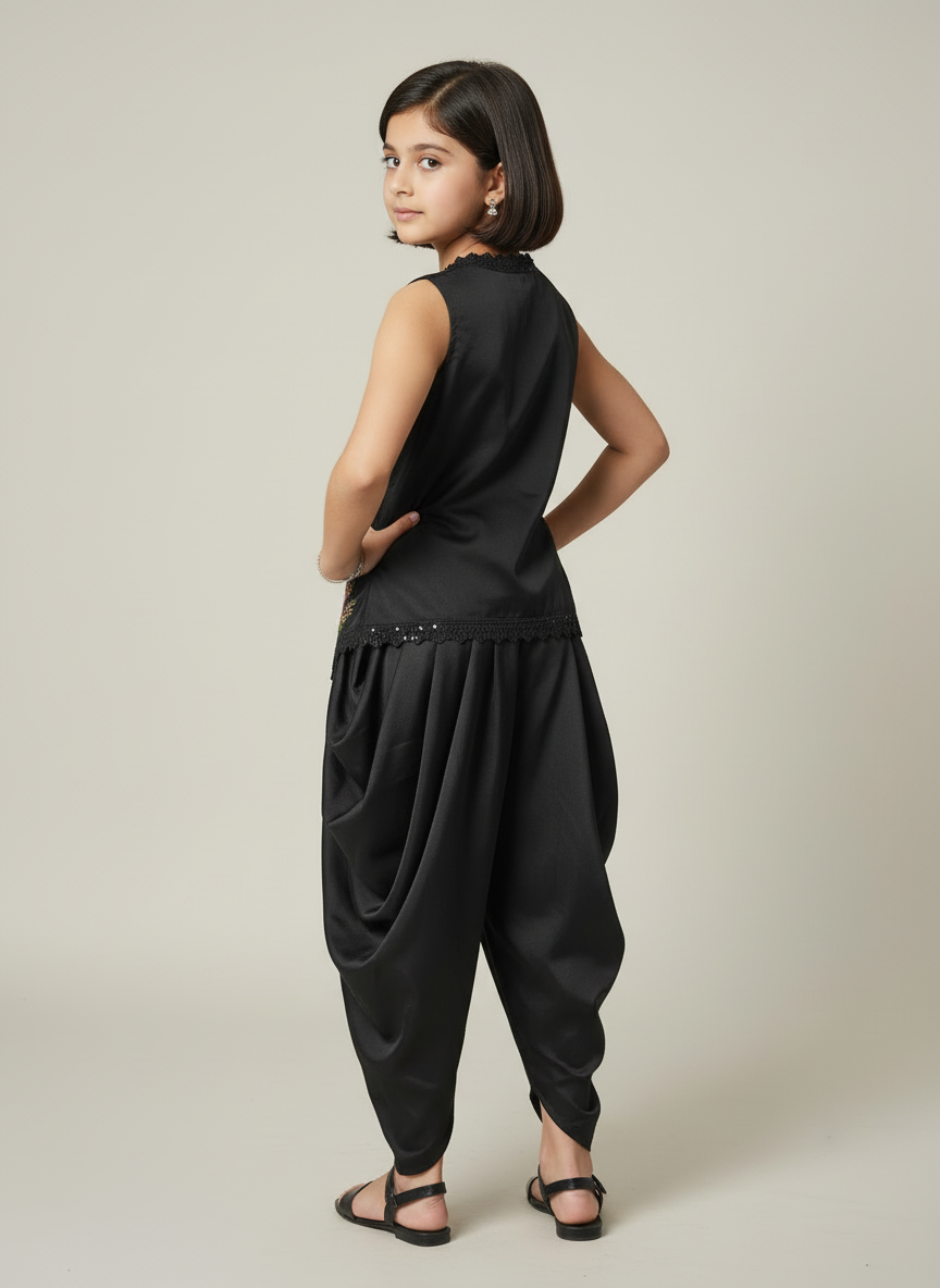 Roselle Noir - Baby Girl Dhoti set