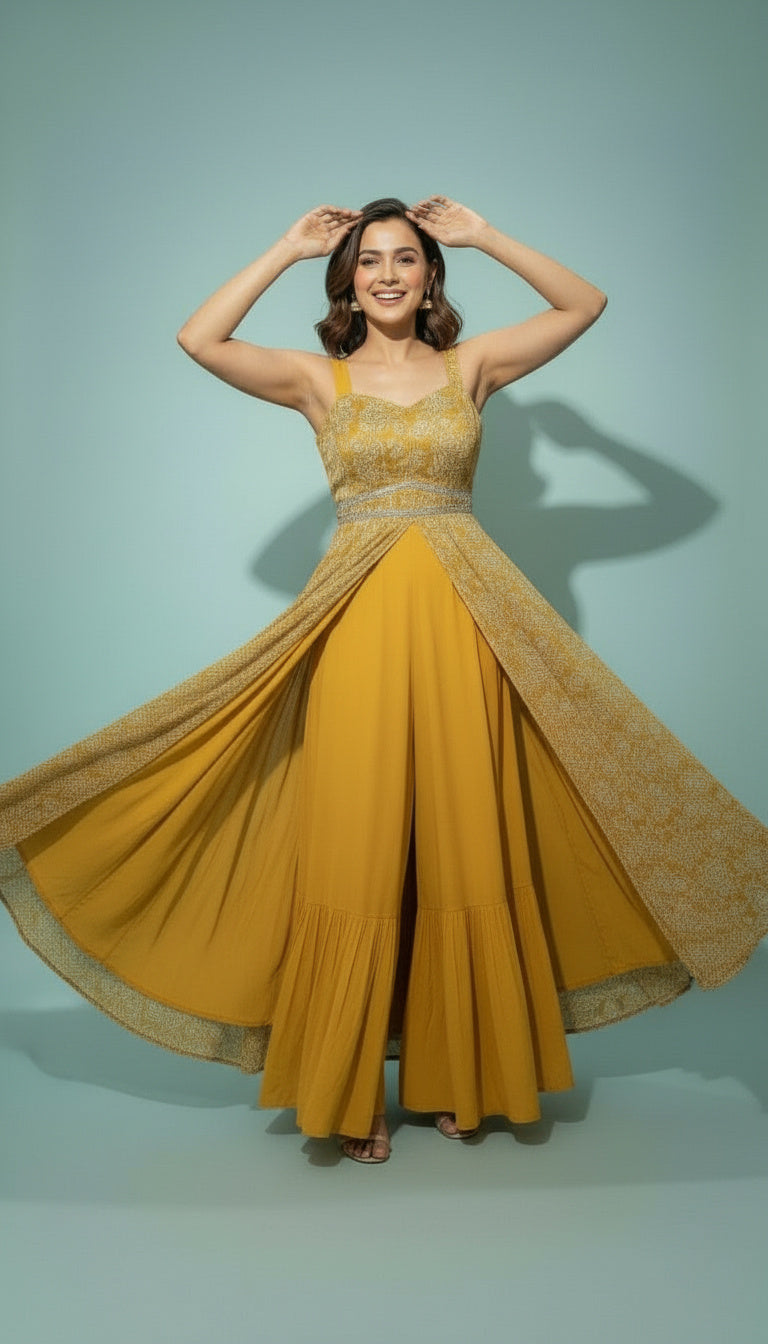 Roshni Floral Overlay Palazzo Set