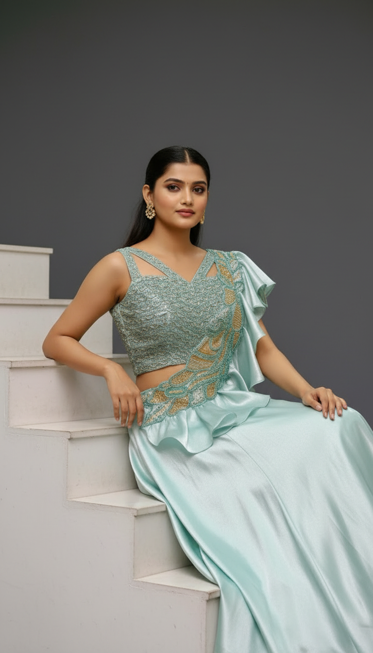 Aanya - Powder Blue Designer Lehenga Set