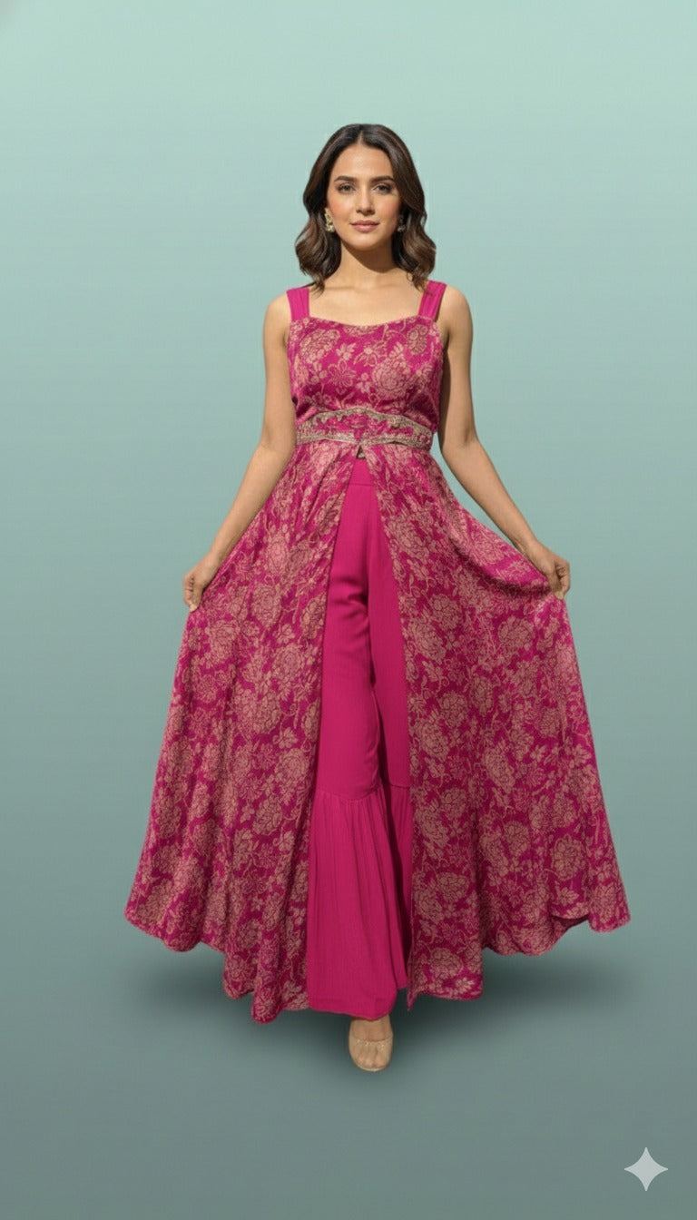 Roshni Floral Overlay Palazzo Set